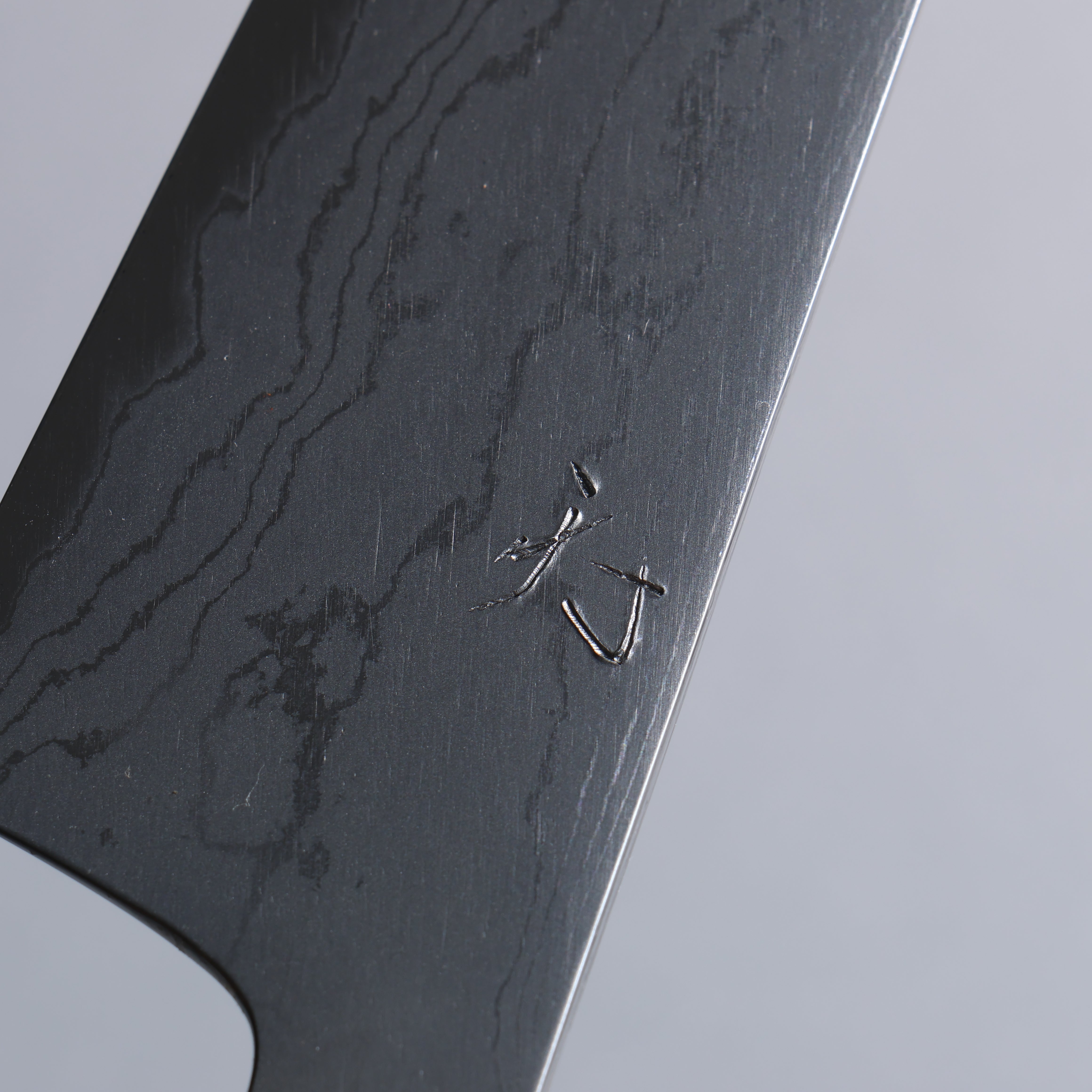 Daisuke Nishida White Steel No.1 Damascus Small Santoku 150mm Green Marble Acrylic Handle - Japanny - Best Japanese Knife