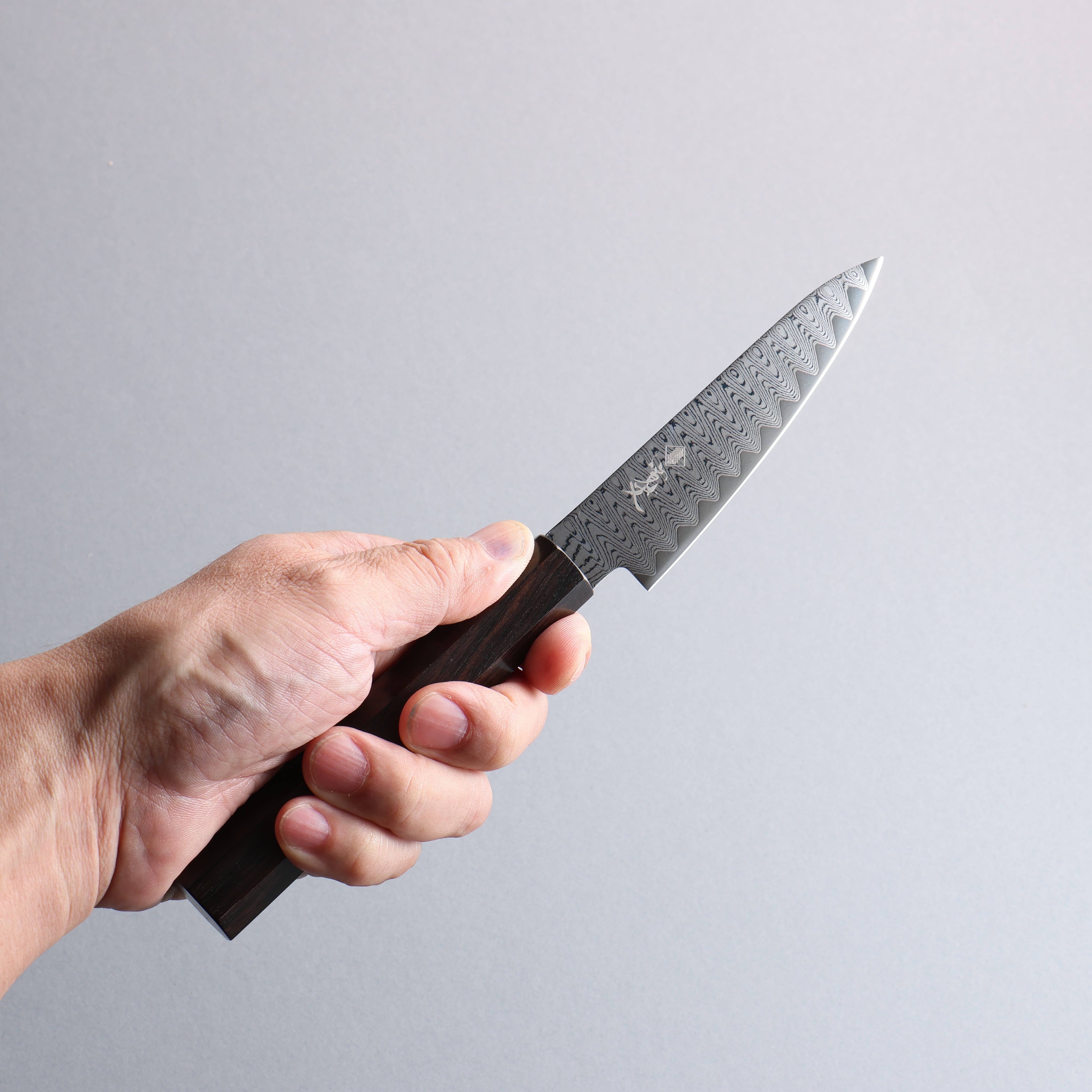 Kanjyo VG10 Damascus Migaki Finished Petty-Utility 105mm Ebony Wood Handle - Japanny - Best Japanese Knife