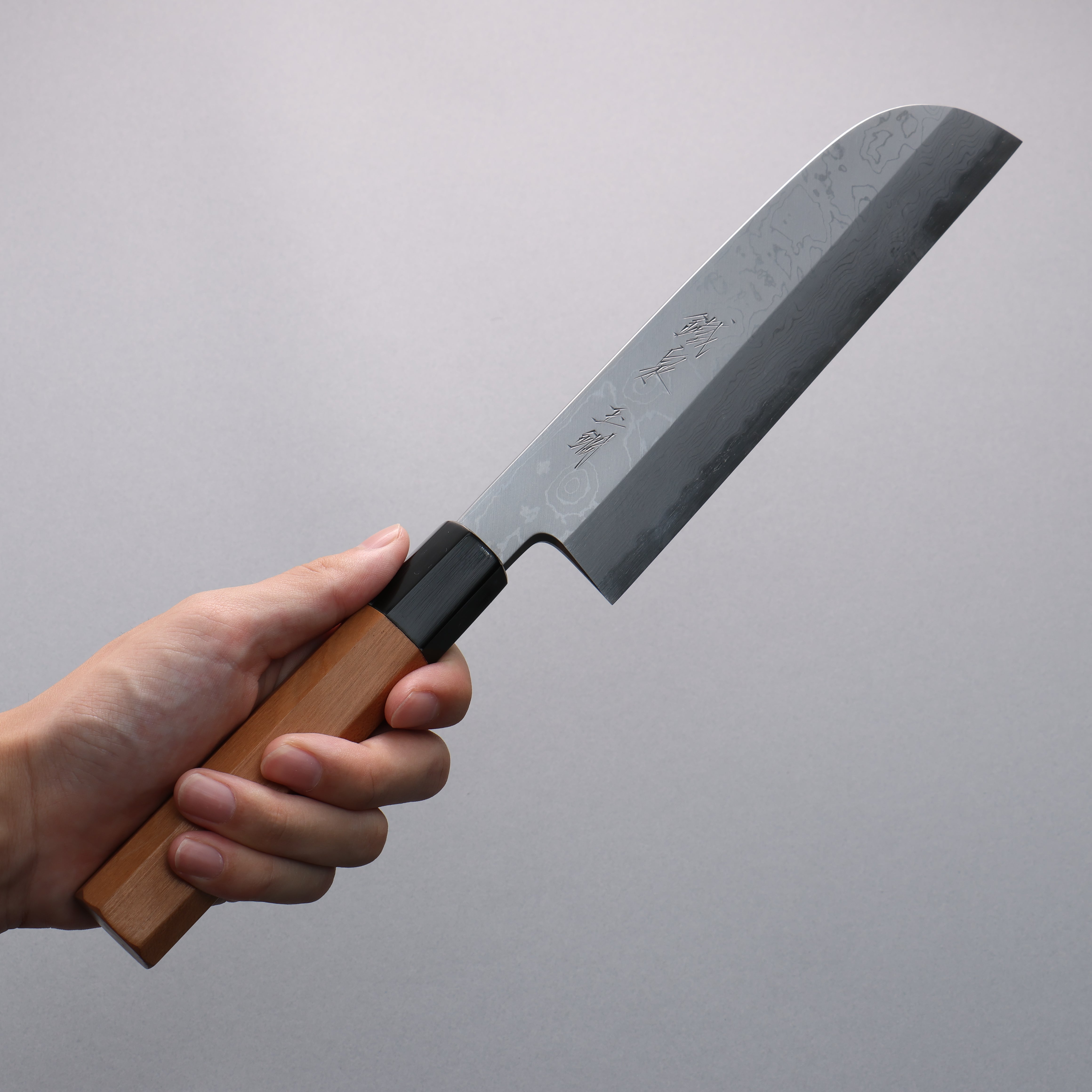 Tessen by Tanaka Tamahagane Damascus Kamagata Usuba 210mm Wild Cherry Handle - Japanny - Best Japanese Knife