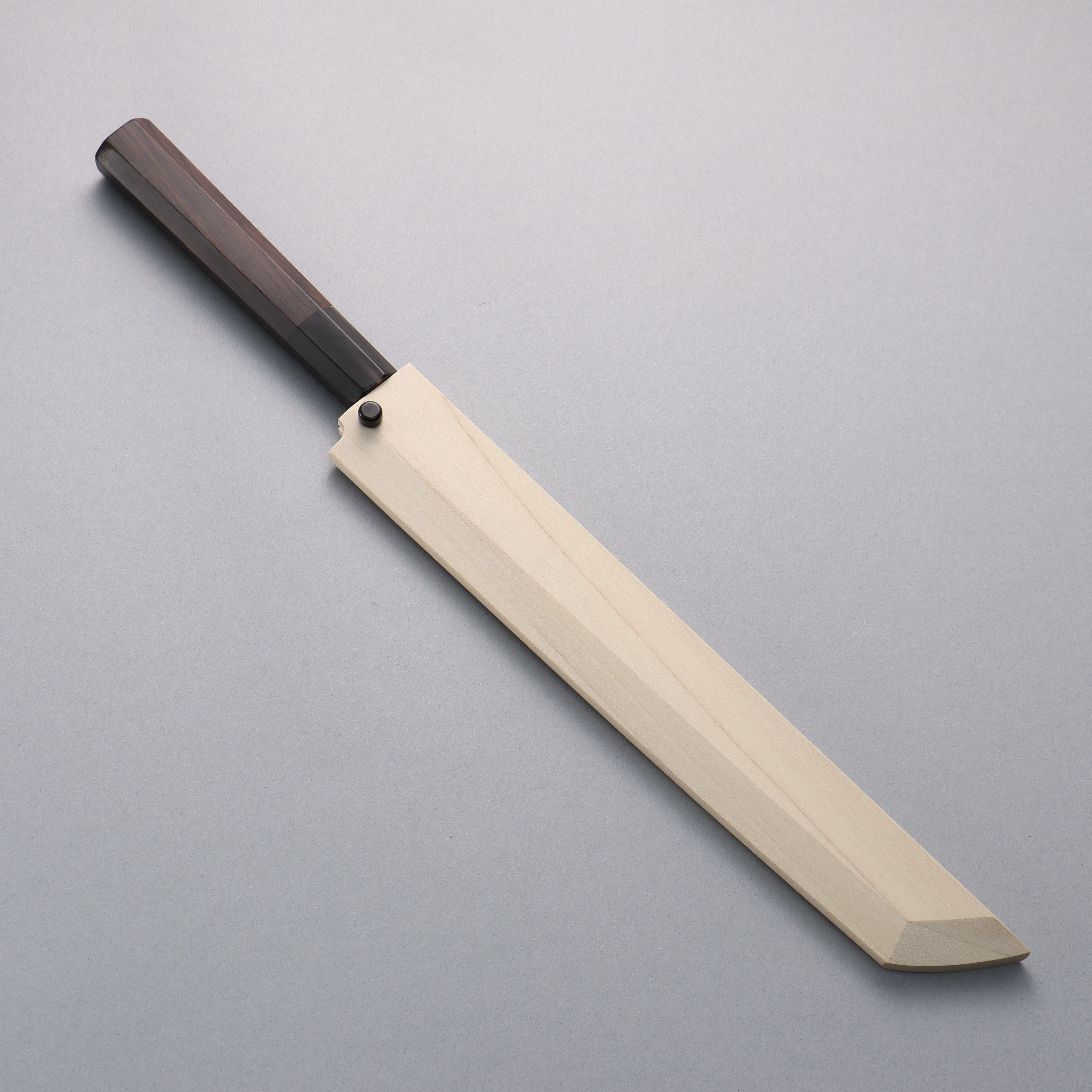 Tessen by Tanaka Tamahagane Mirrored Finish Sakimaru Yanagiba 240mm Ebony Wood Handle with Sheath - Japanny - Best Japanese Knife