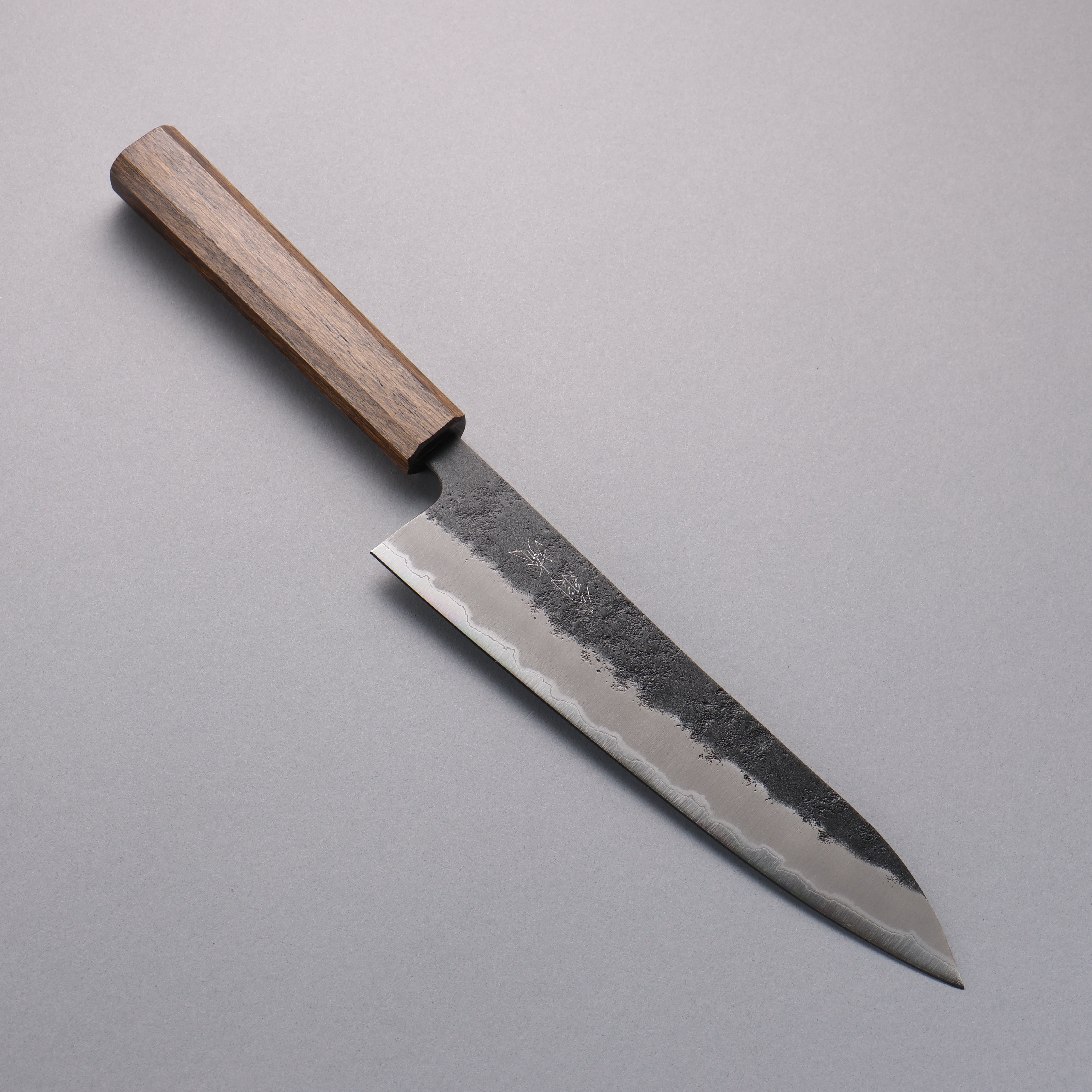 Oul Blue Super Black Nashiji Gyuto 210mm Oak Handle - Japanny - Best Japanese Knife