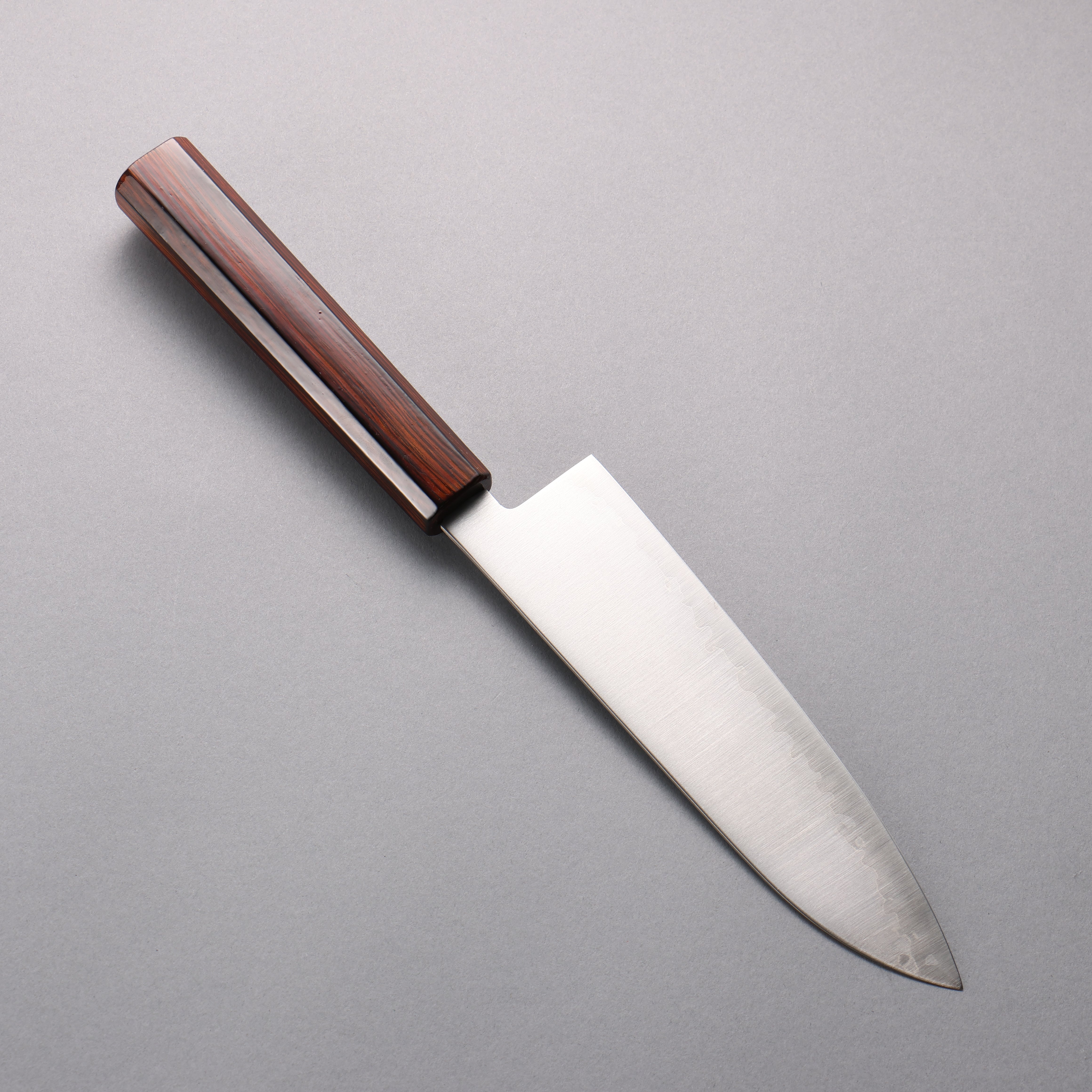 Seisuke Blue Super Migaki Polish Finish Santoku 180mm Burnt Wood Lacquered Handle - Japanny - Best Japanese Knife
