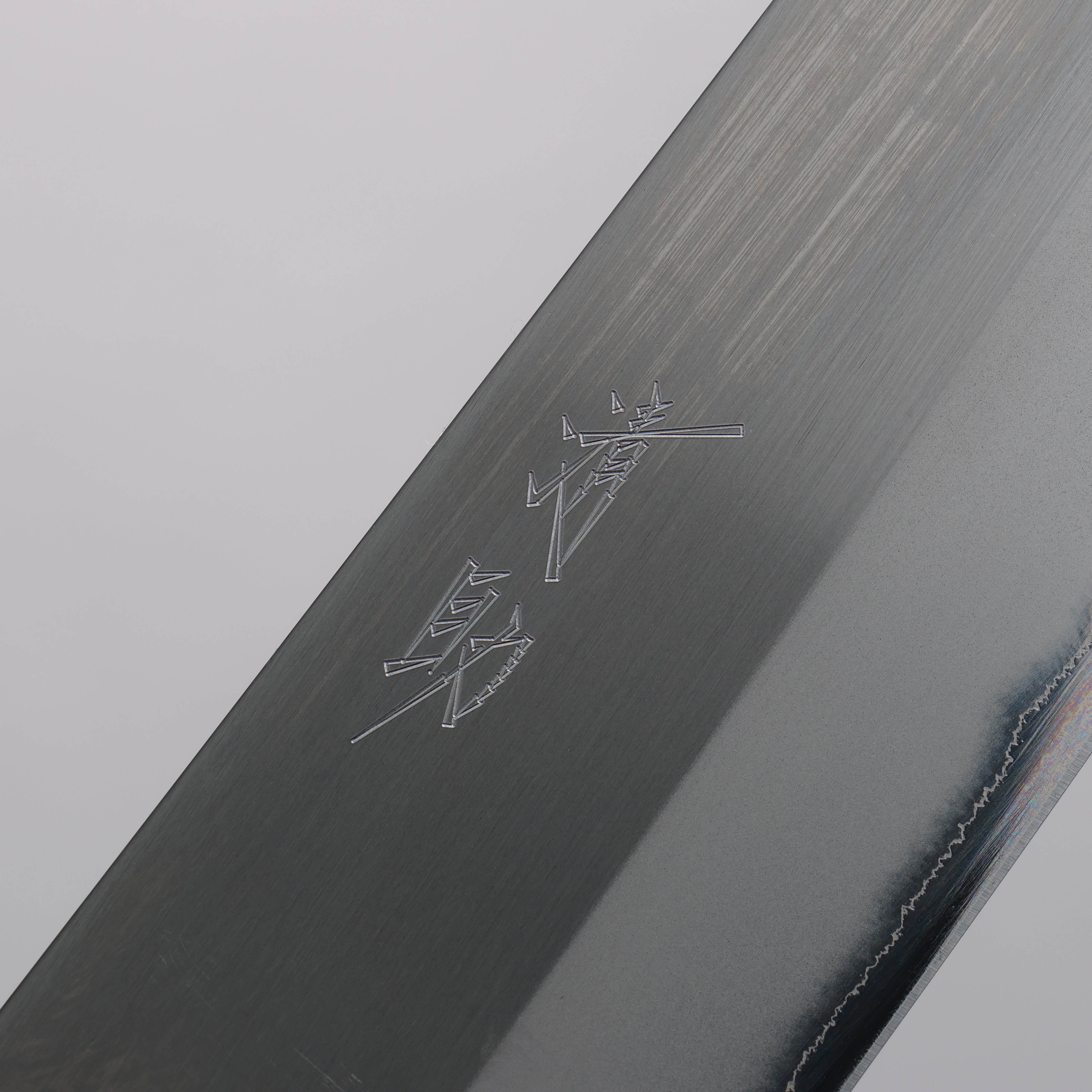 Seisuke White Steel No.1 Migaki Polish Finish Kiritsuke Gyuto 210mm Oak with Purple Lacquer Handle - Japanny - Best Japanese Knife