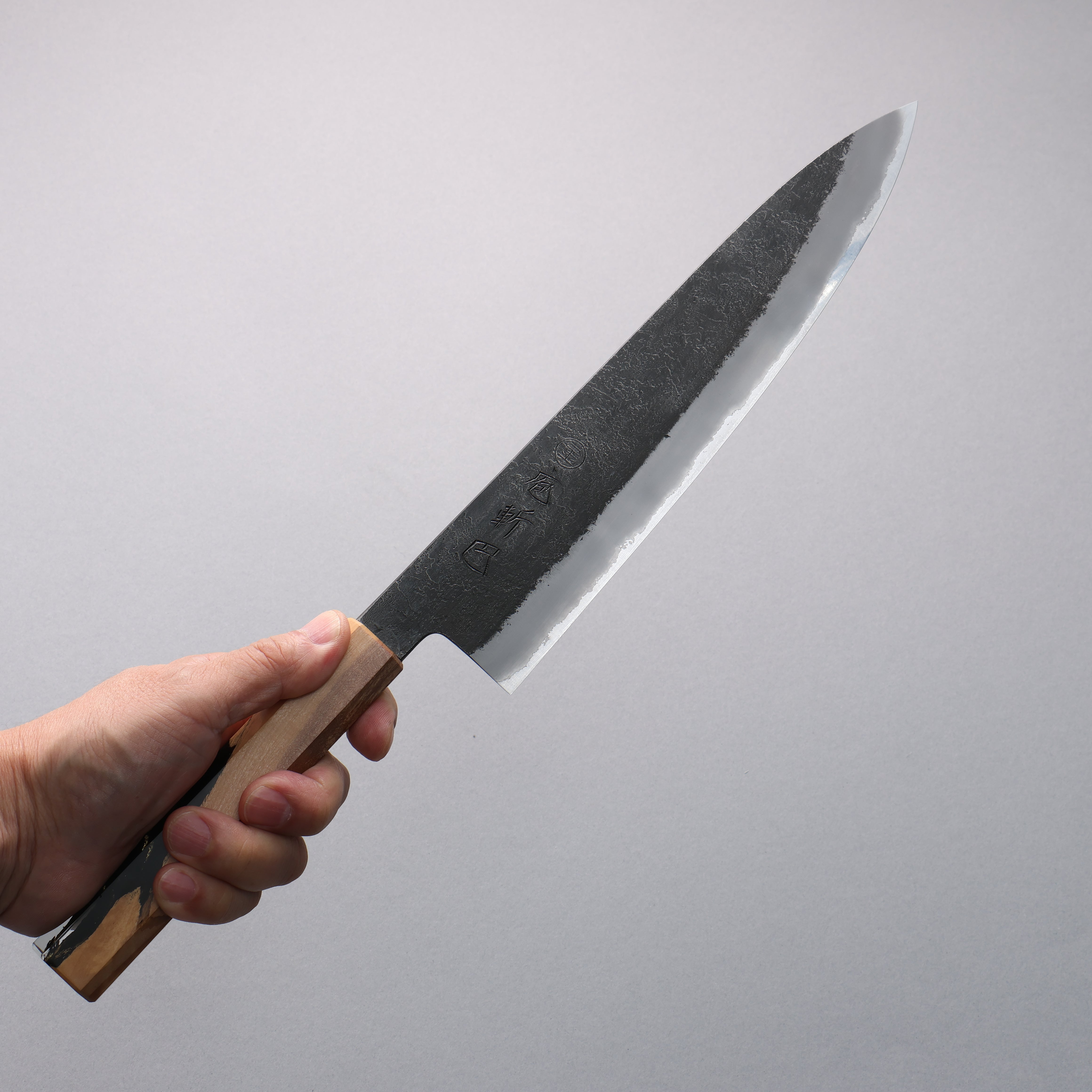 Hozantomoe White Steel No.2 Black Finished Gyuto 240mm Olive Tree and Black Resin Handle - Japanny - Best Japanese Knife