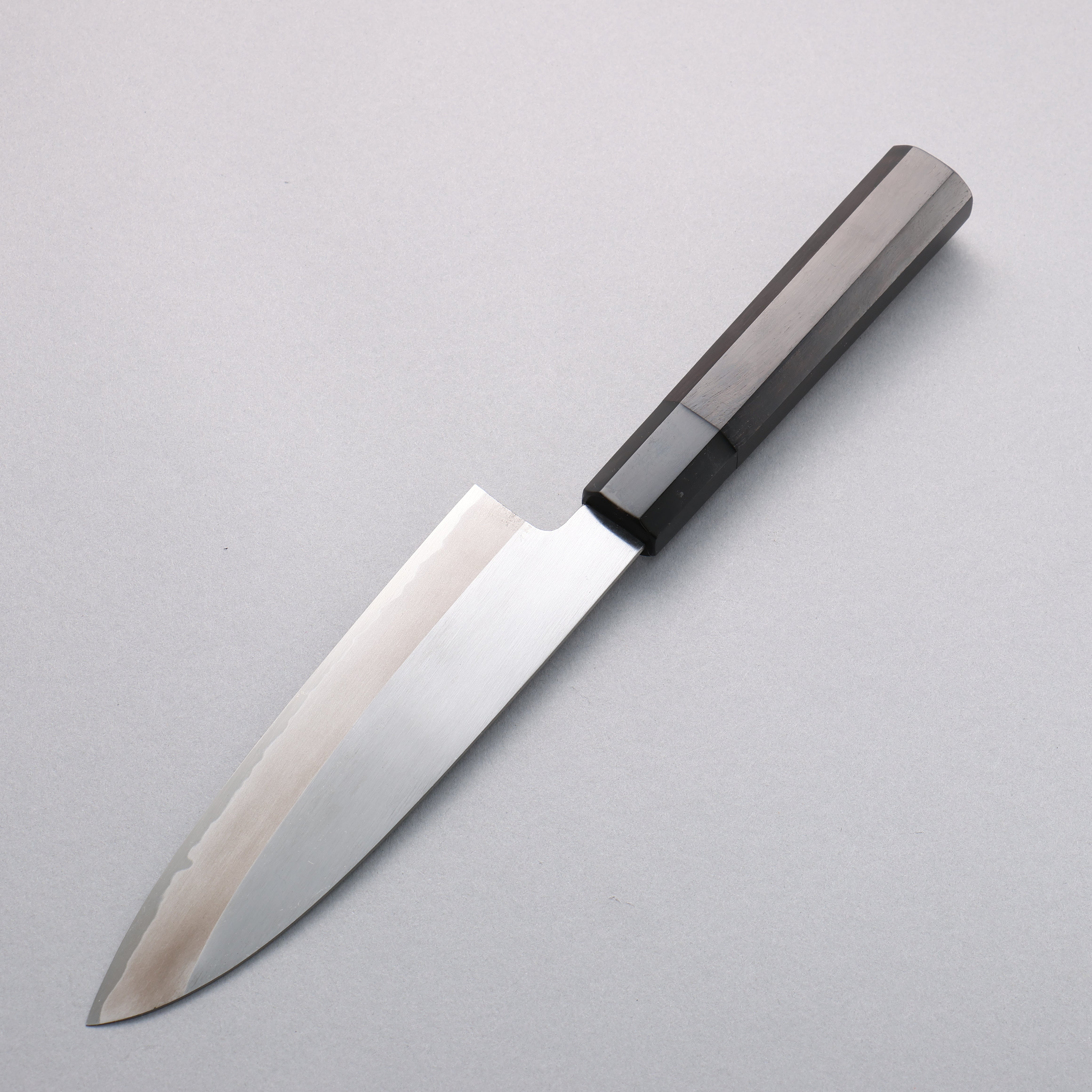 Minamoto Akitada Blue Steel No.2 Kasumitogi Santoku 180mm Ebony Wood Handle - Japanny - Best Japanese Knife