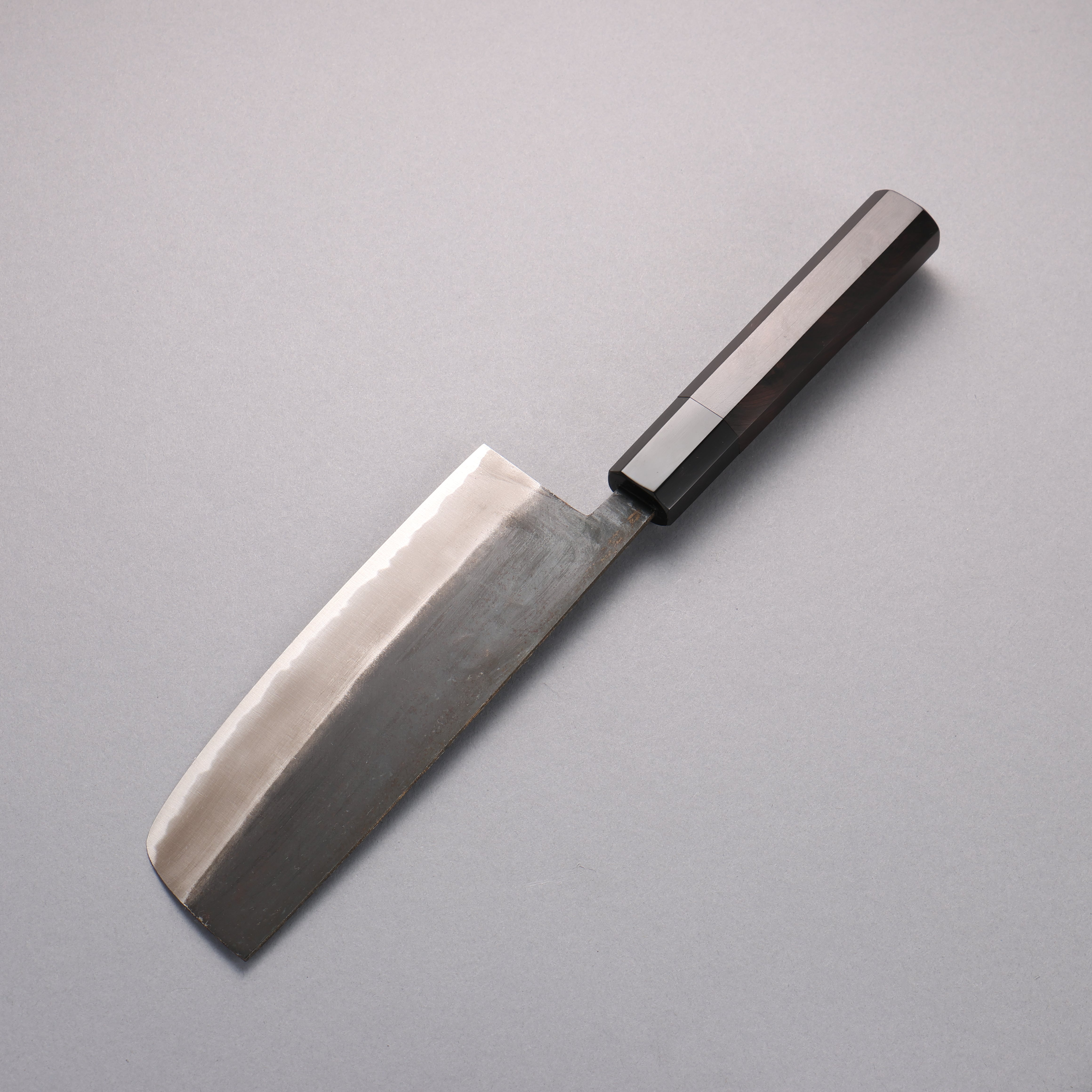 Minamoto Akitada White Steel No.2 Black Finished Nakiri 165mm Ebony Wood Handle - Japanny - Best Japanese Knife