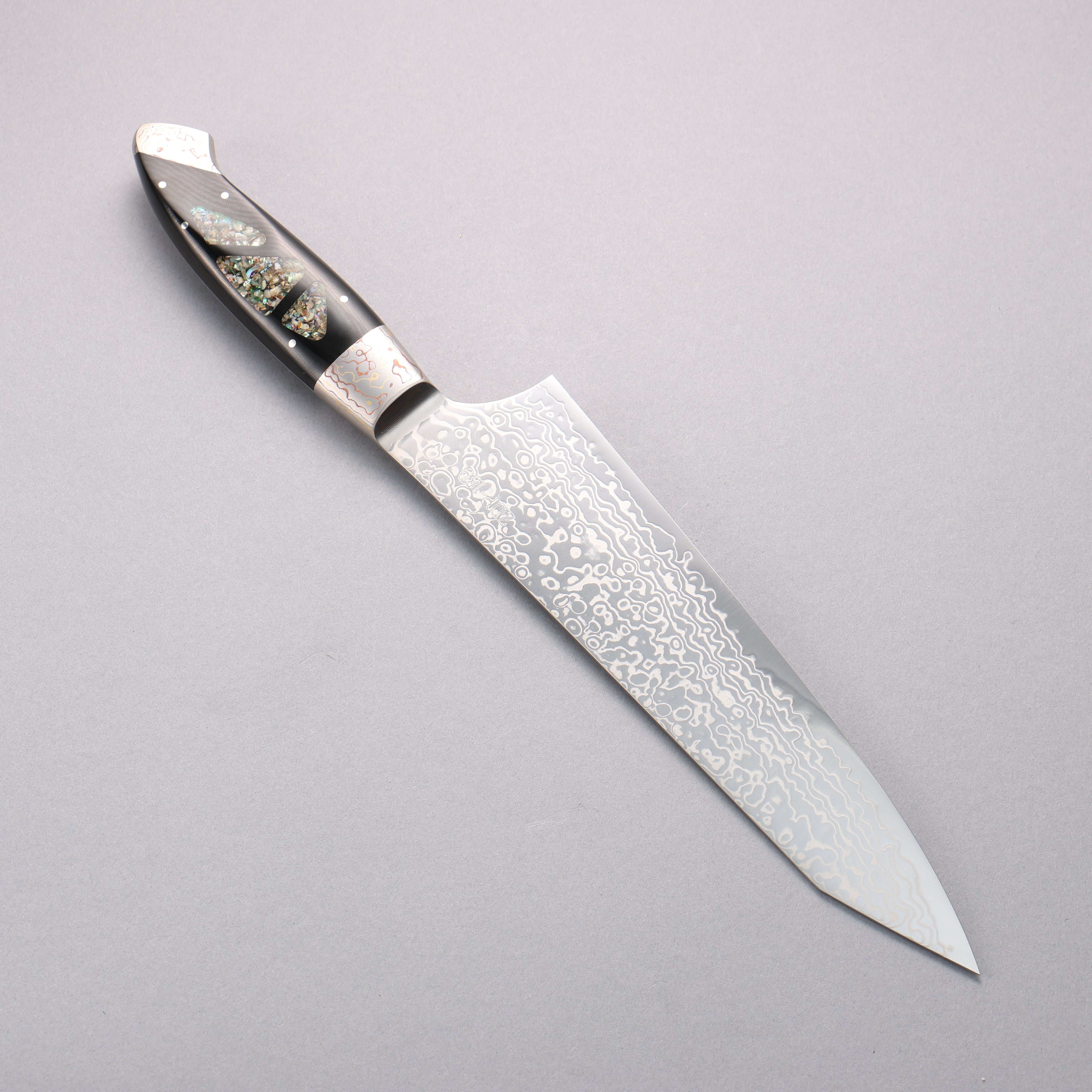 Kajin ZDP189 Damascus Migaki Finished Kiritsuke Gyuto 210mm Abalone Inlay Handle - Japanny - Best Japanese Knife