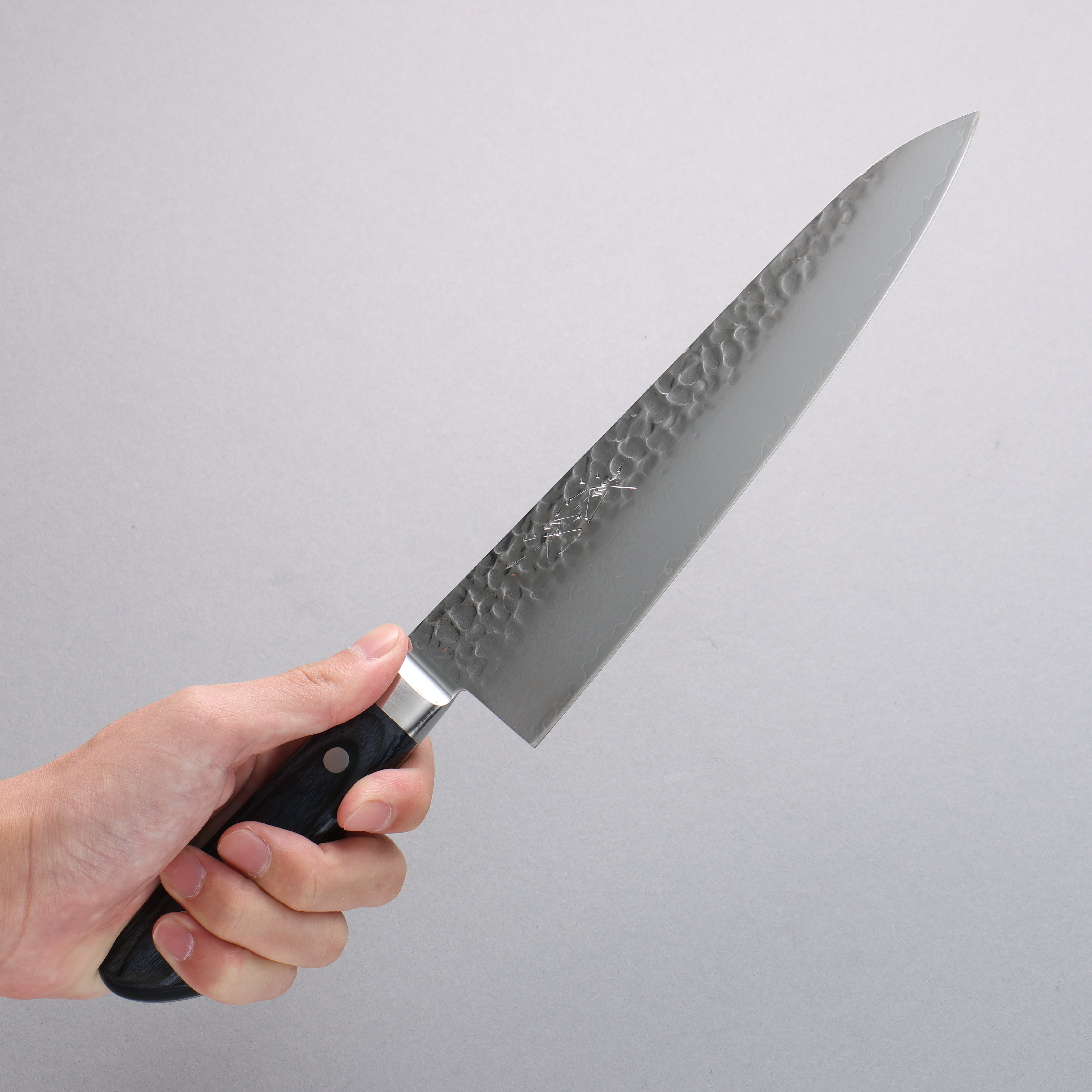 Seisuke VG10 33 Layer Hammered Damascus Gyuto 210mm Navy blue Pakka wood Handle - Japanny - Best Japanese Knife