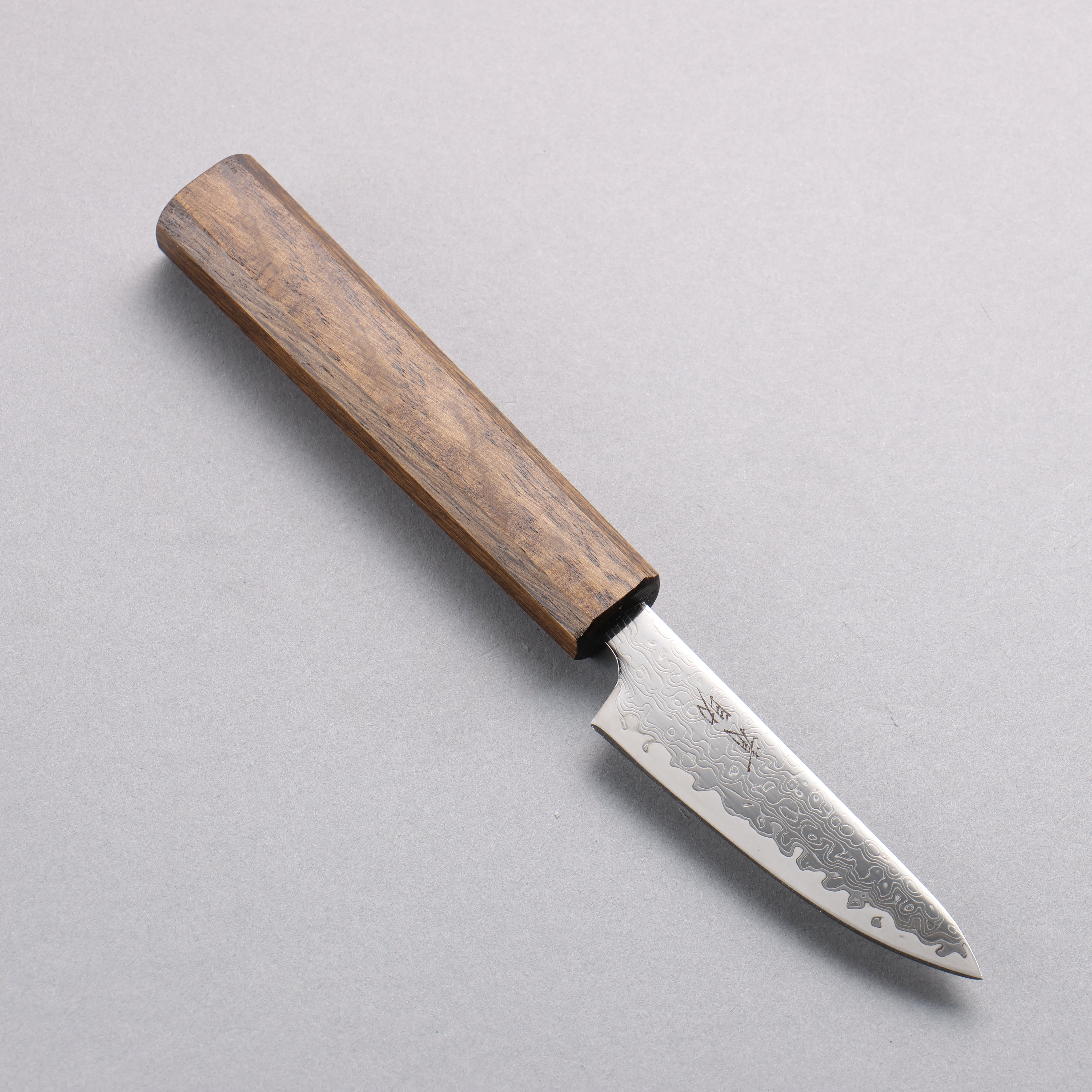 Seisuke VG10 Mirrored Finish Damascus Paring 80mm Oak Handle - Japanny - Best Japanese Knife