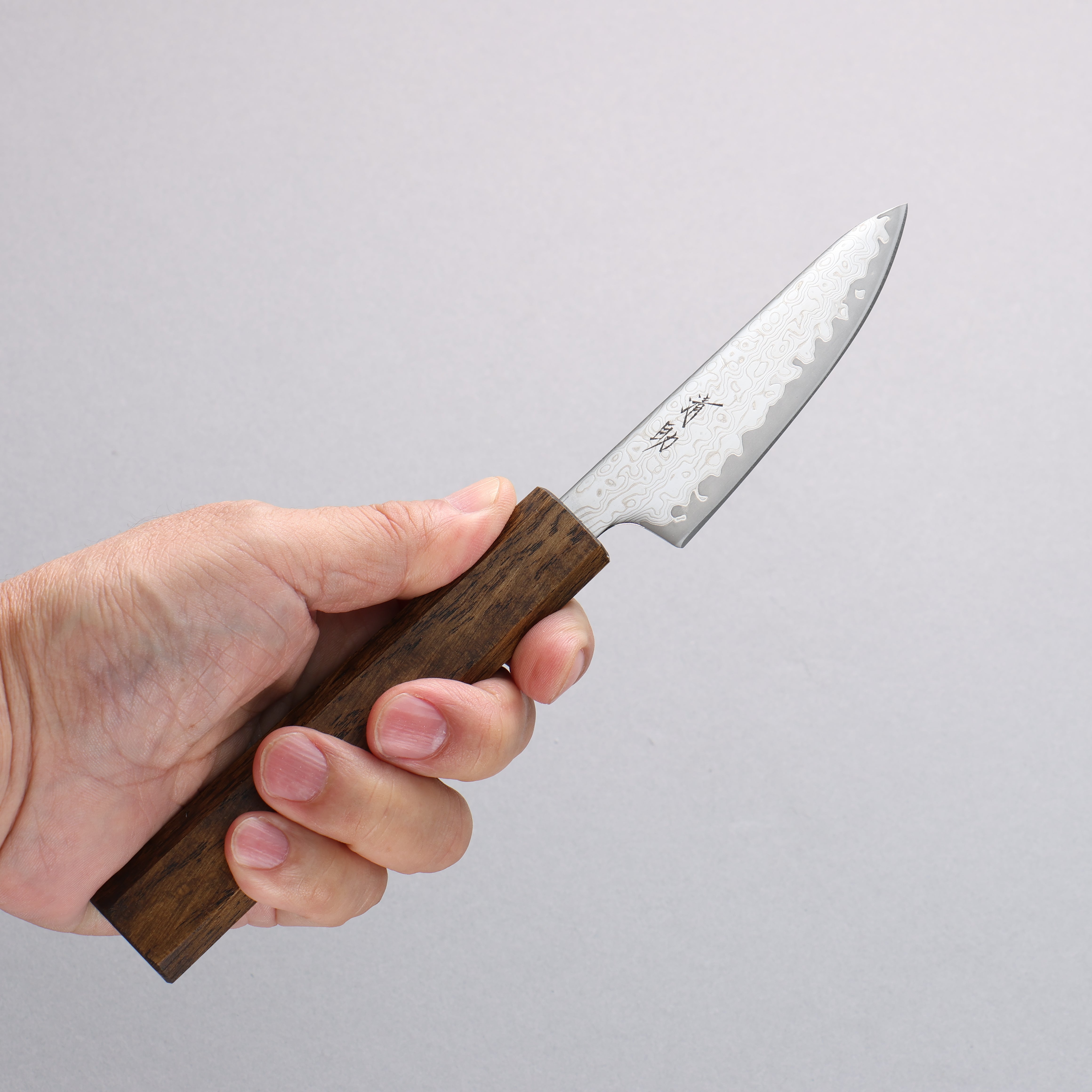 Seisuke VG10 Mirrored Finish Damascus Paring 80mm Oak Handle - Japanny - Best Japanese Knife
