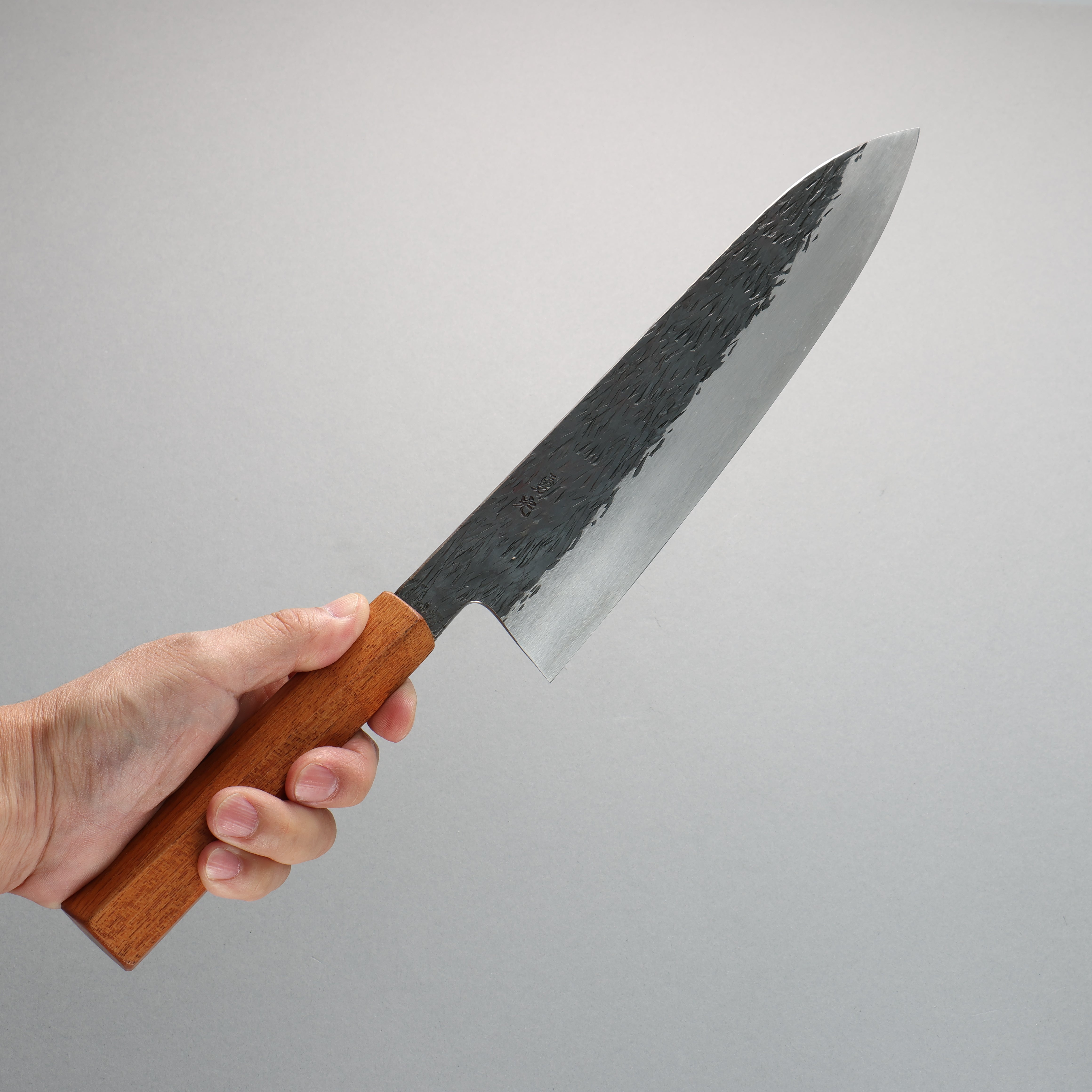 Isamitsu Abe White Steel No.1 Hammered Gyuto 240mm Japanese Elm (pentagonal) Handle - Japanny - Best Japanese Knife