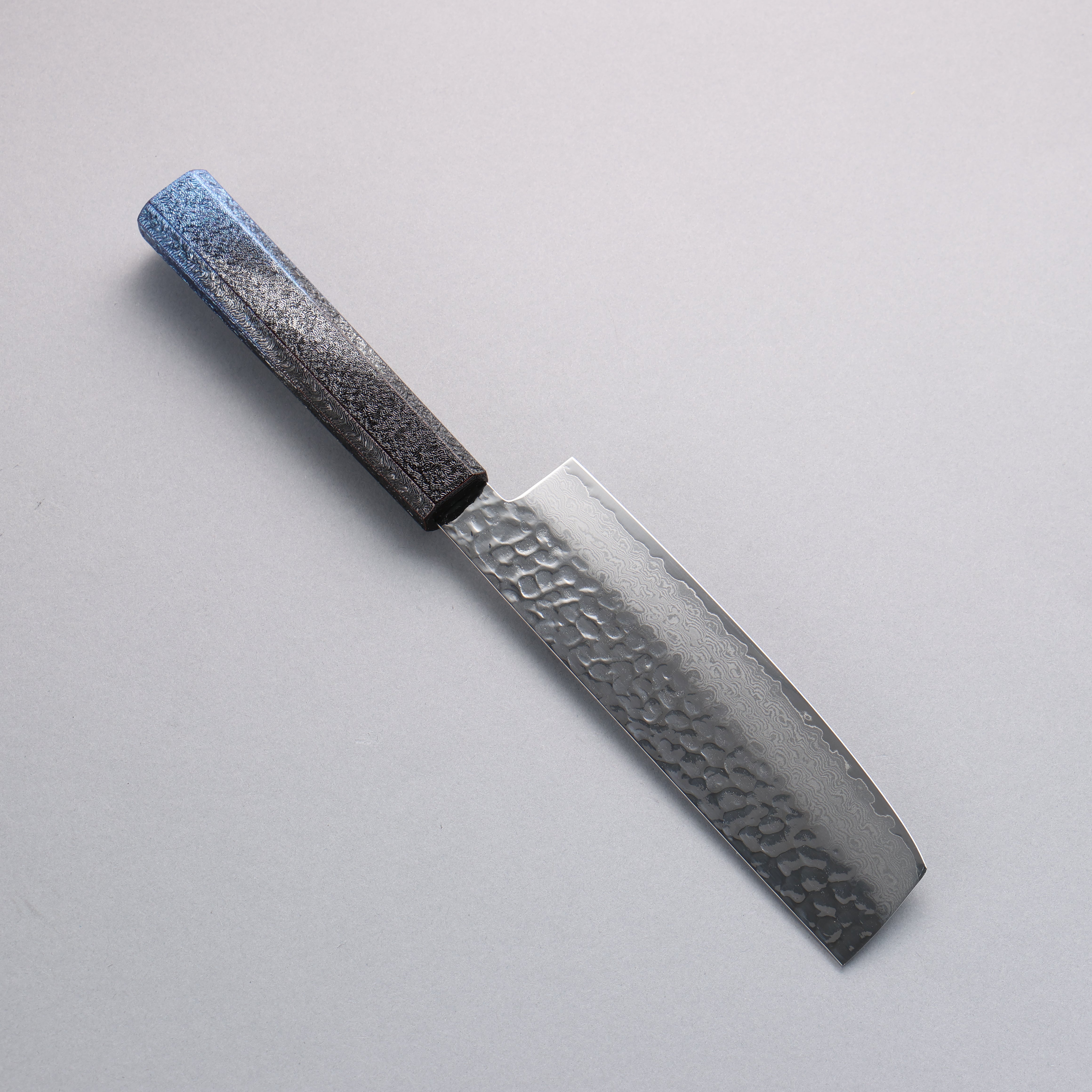 Sakai Takayuki Rinnou VG10 33 Layer Damascus Nakiri 160mm Blue Lacquered Handle - Japanny - Best Japanese Knife