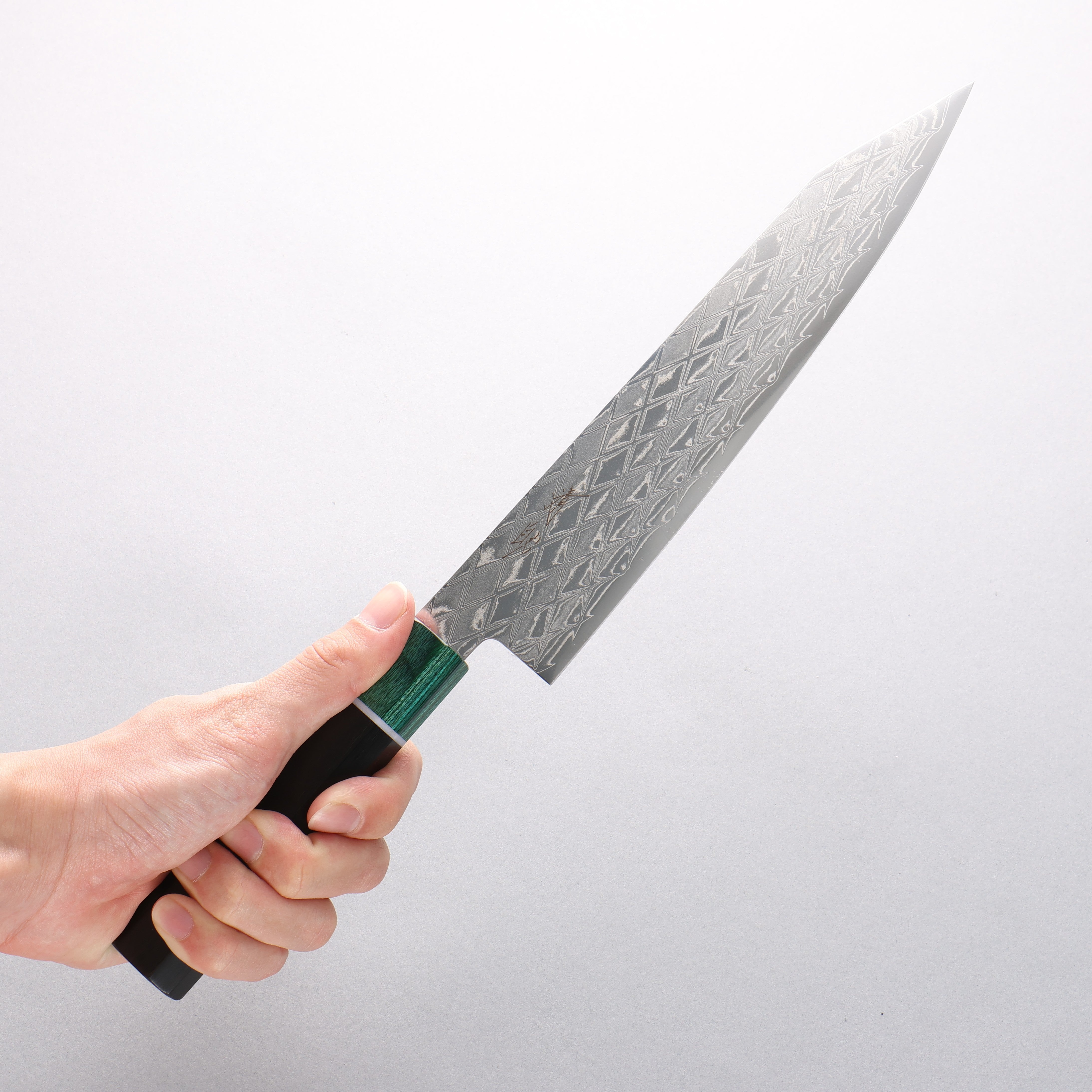 Seisuke AUS10 Mirror Crossed Kiritsuke Gyuto 210mm Black Pakka wood(ferrule: Green Pakka wood) Handle - Japanny - Best Japanese Knife