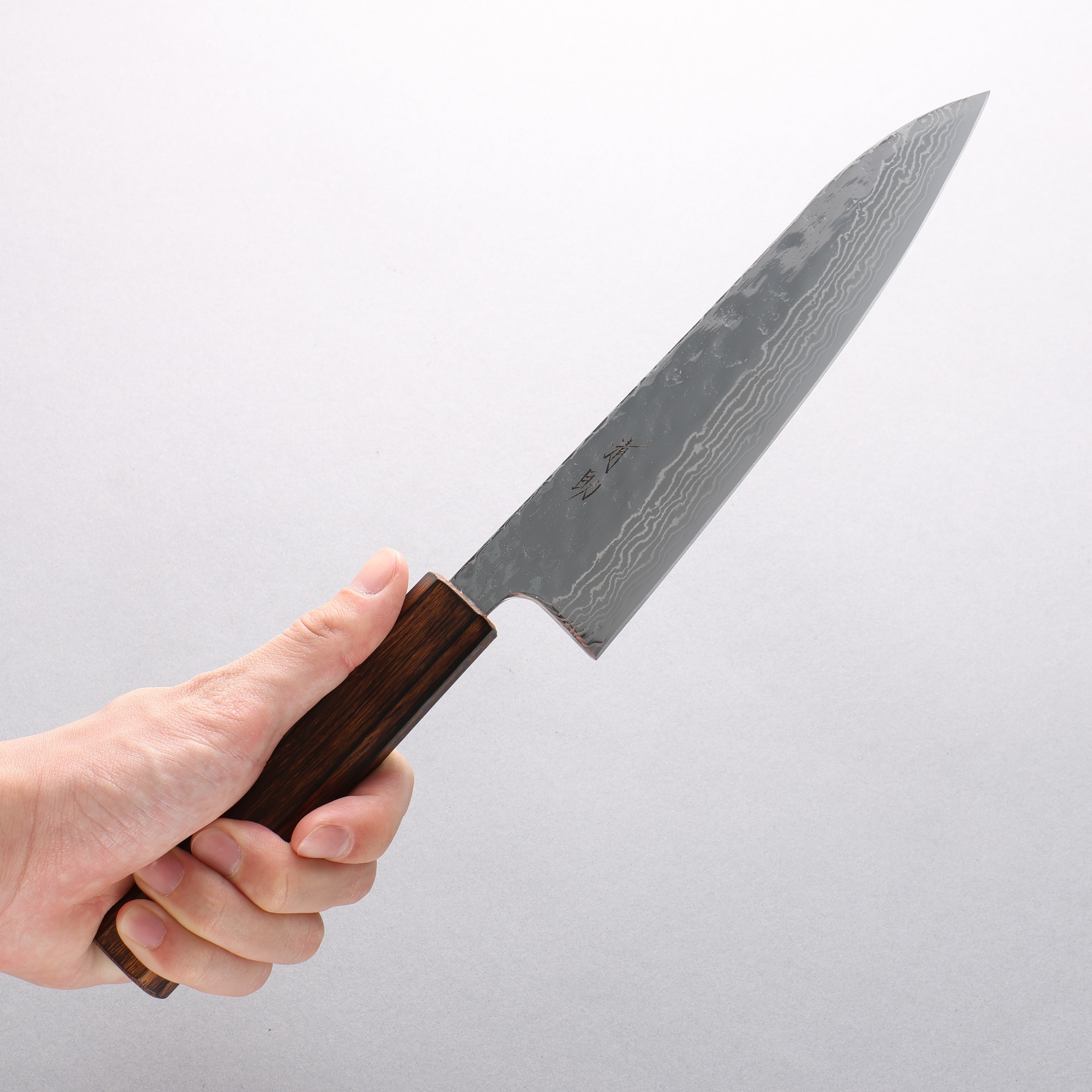 Seisuke Stainless Steel 440C Hammered Damascus Migaki Finished Gyuto 180mm Oak Handle - Japanny - Best Japanese Knife