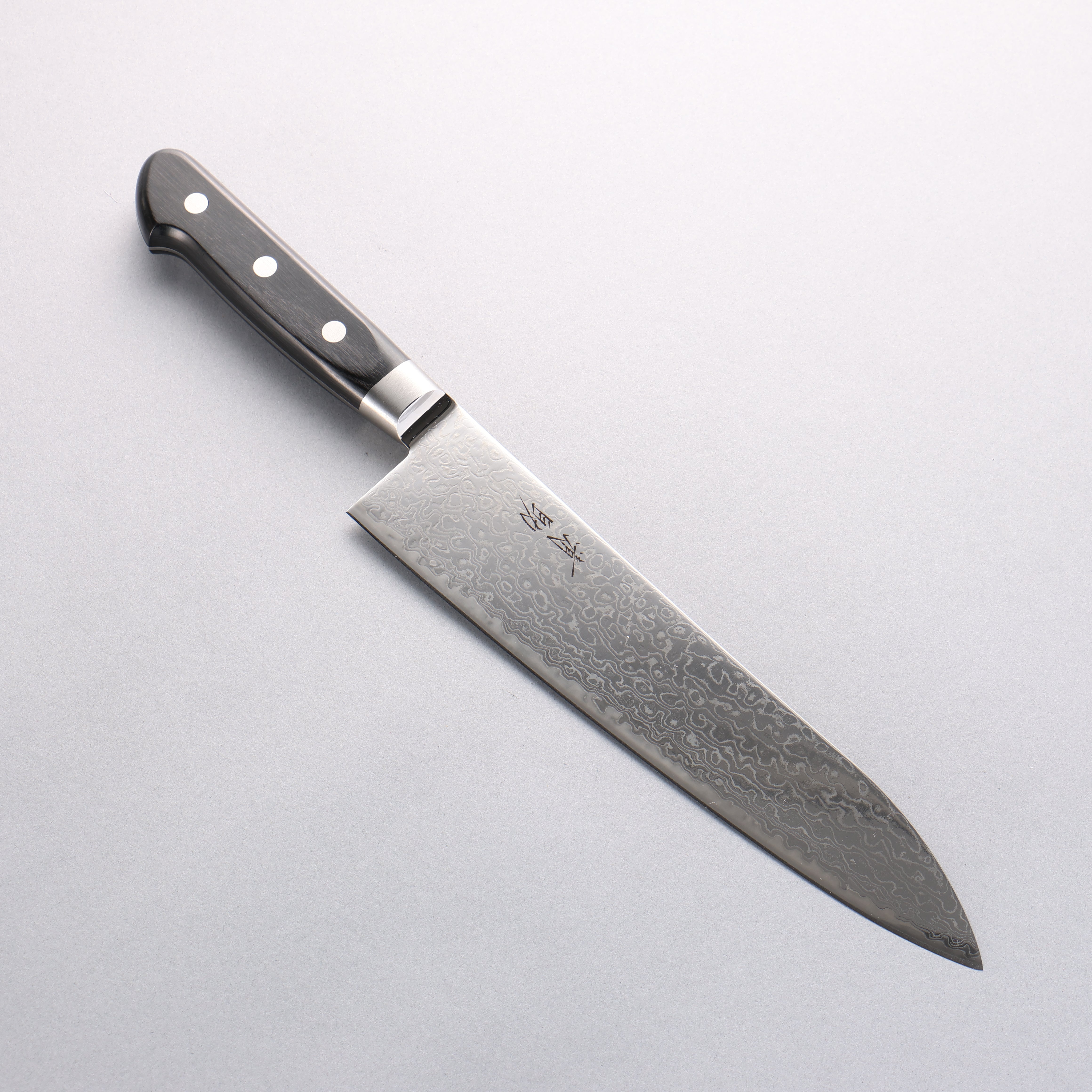 Seisuke Kagami2 AUS10 Mirrored Finish Damascus Gyuto 210mm Black Pakka wood Handle - Japanny - Best Japanese Knife