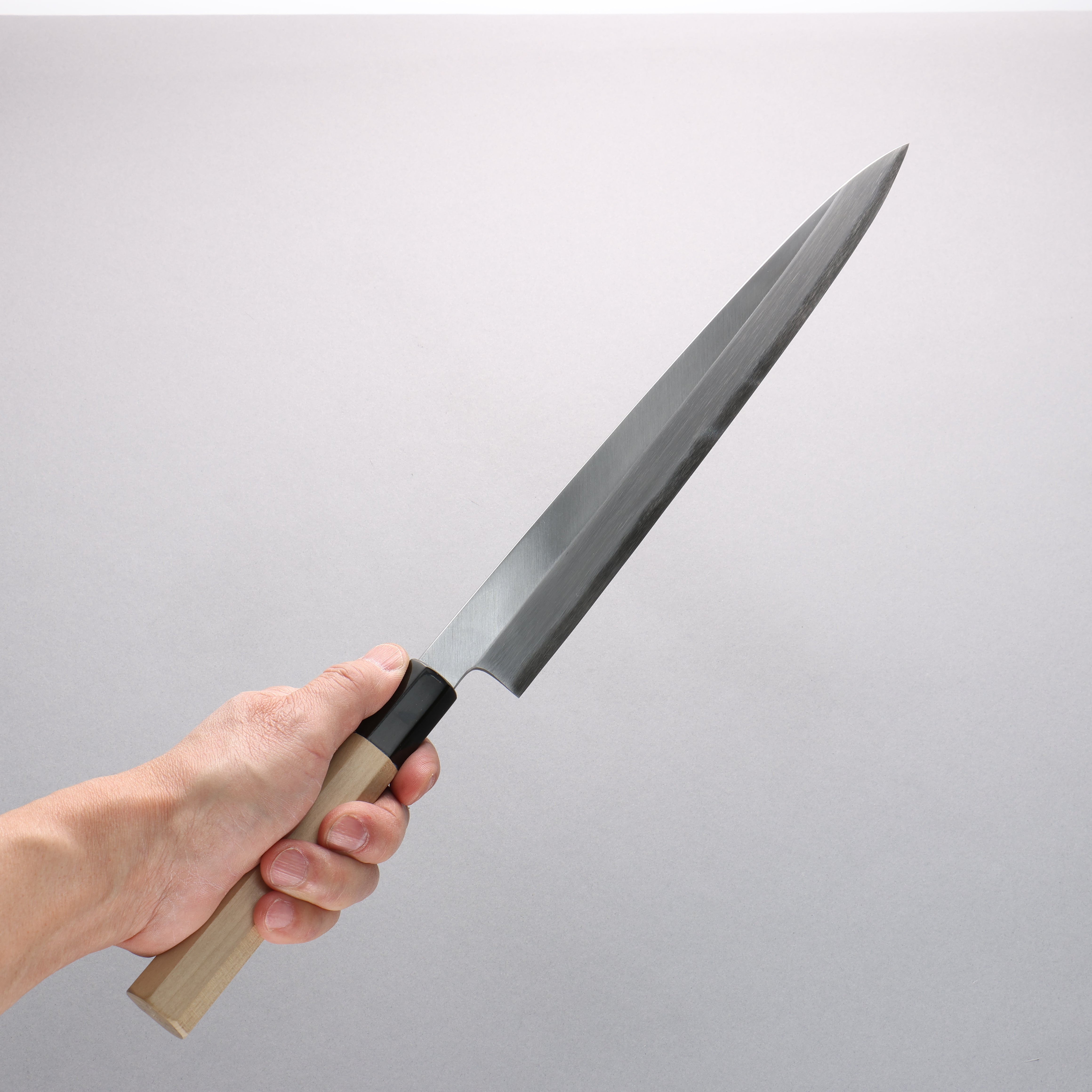Minamoto Akitada Blue Steel No.1 Yanagiba 300mm Magnolia (Ferrule: Water Buffalo Horn) Handle - Japanny - Best Japanese Knife