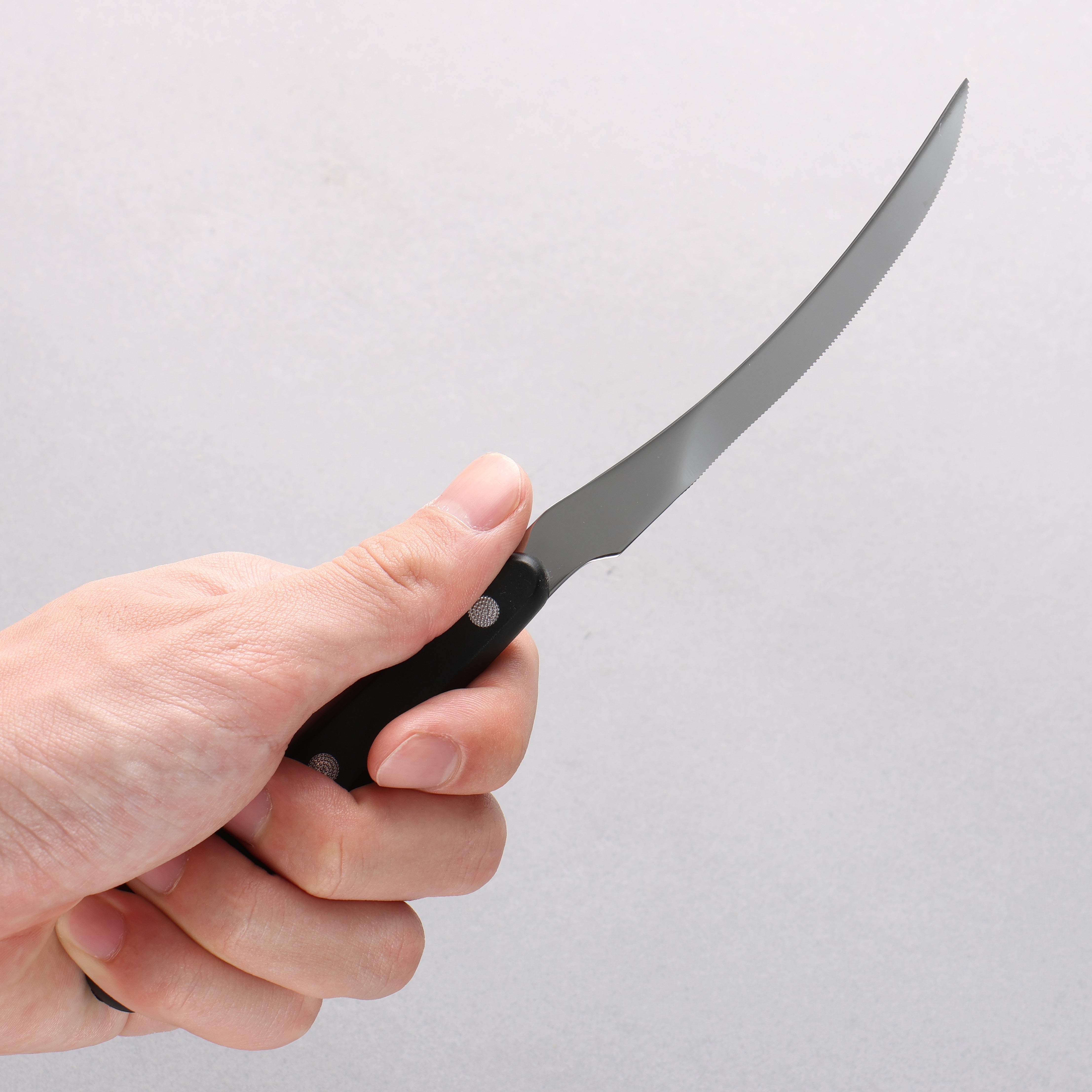 Kanetsune Stainless Steel Tomato Slicer 110mm Black Plastic Handle - Japanny - Best Japanese Knife
