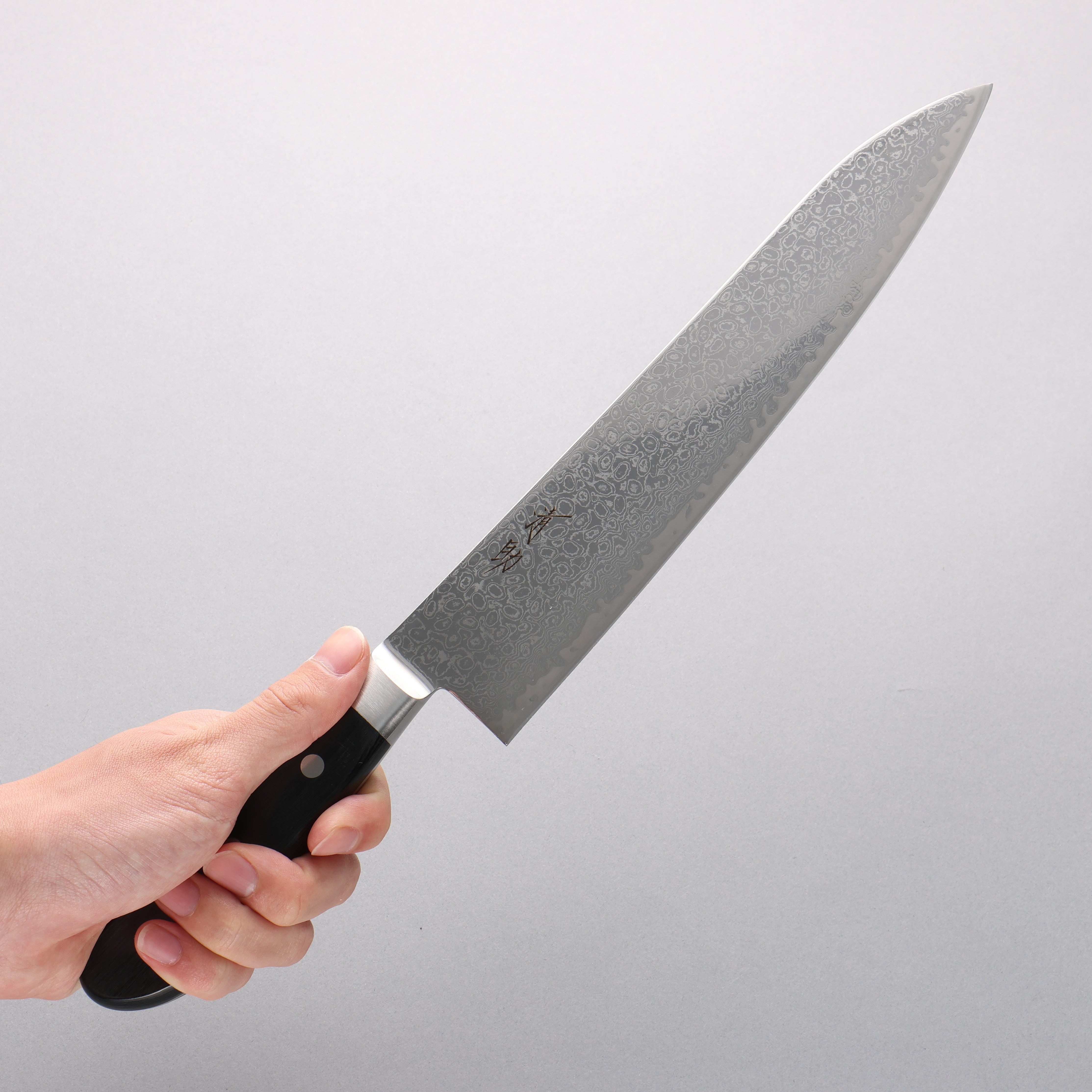 Seisuke Kagami2 AUS10 Mirrored Finish Damascus Gyuto 240mm Black Pakka wood Handle - Japanny - Best Japanese Knife