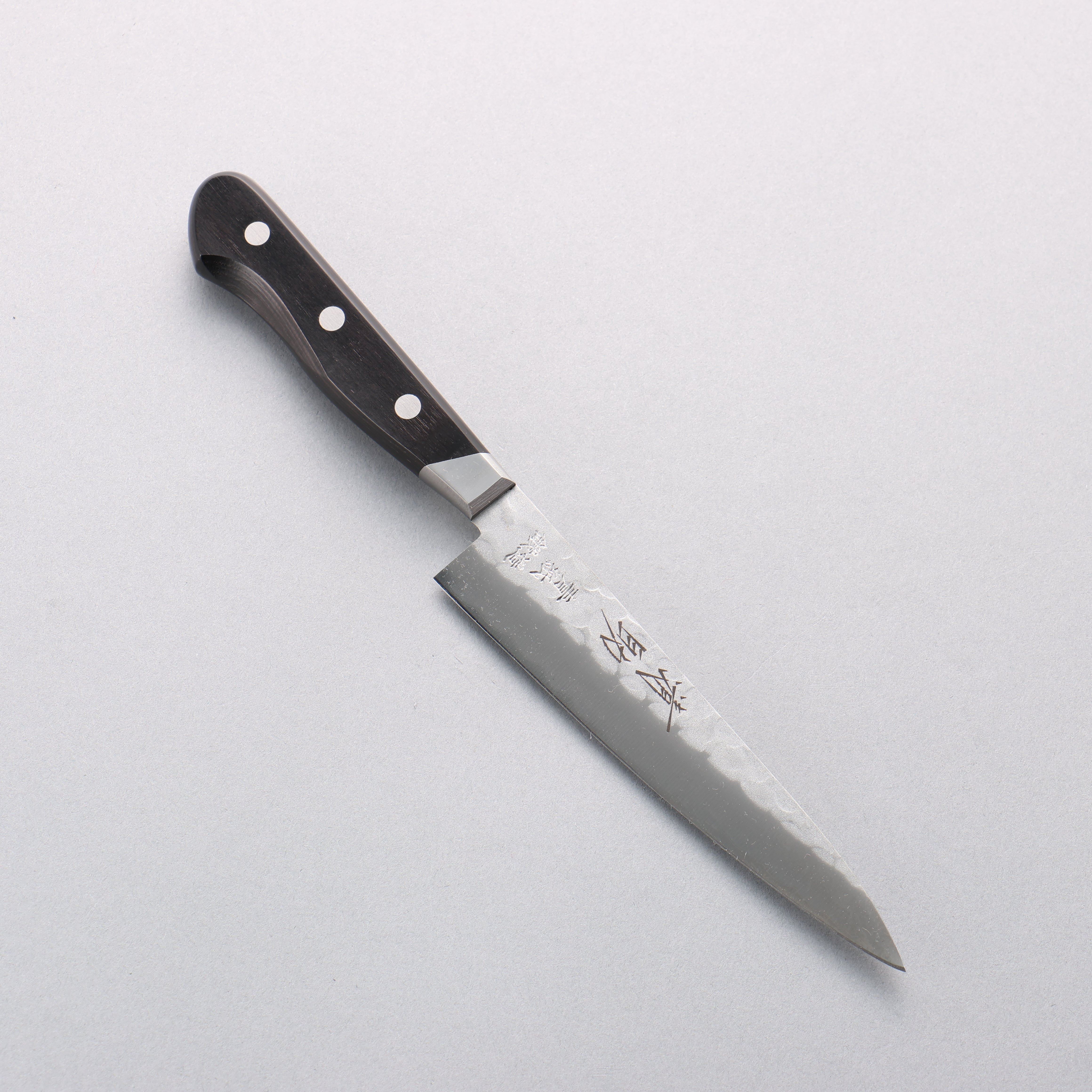 Seisuke Blue Steel No.2 Nashiji Hammered Petty-Utility 135mm Black Pakka wood Handle - Japanny - Best Japanese Knife