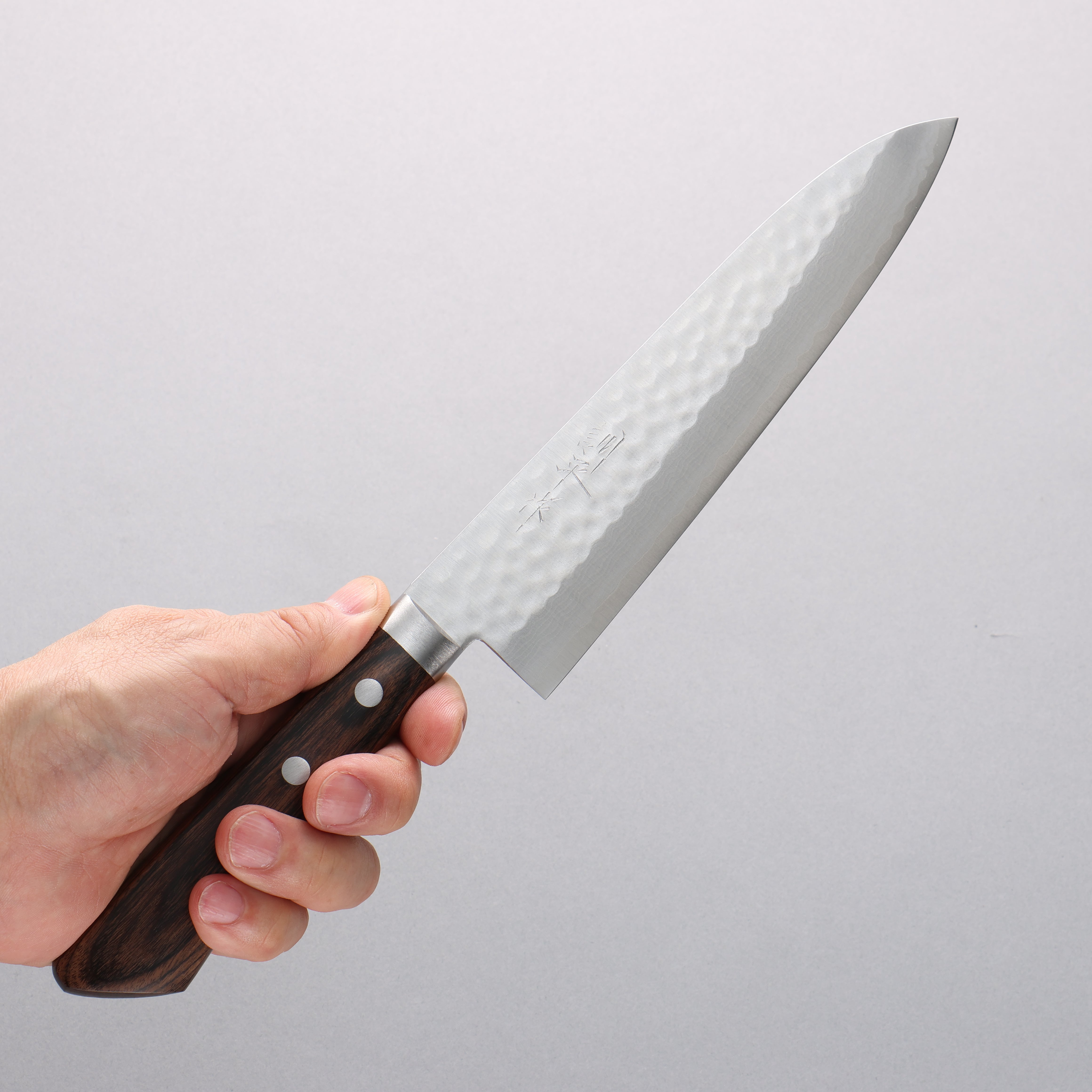 Kunihira Kokuryu VG10 Hammered Damascus Gyuto 180mm Scotch Pakka wood Handle - Japanny - Best Japanese Knife