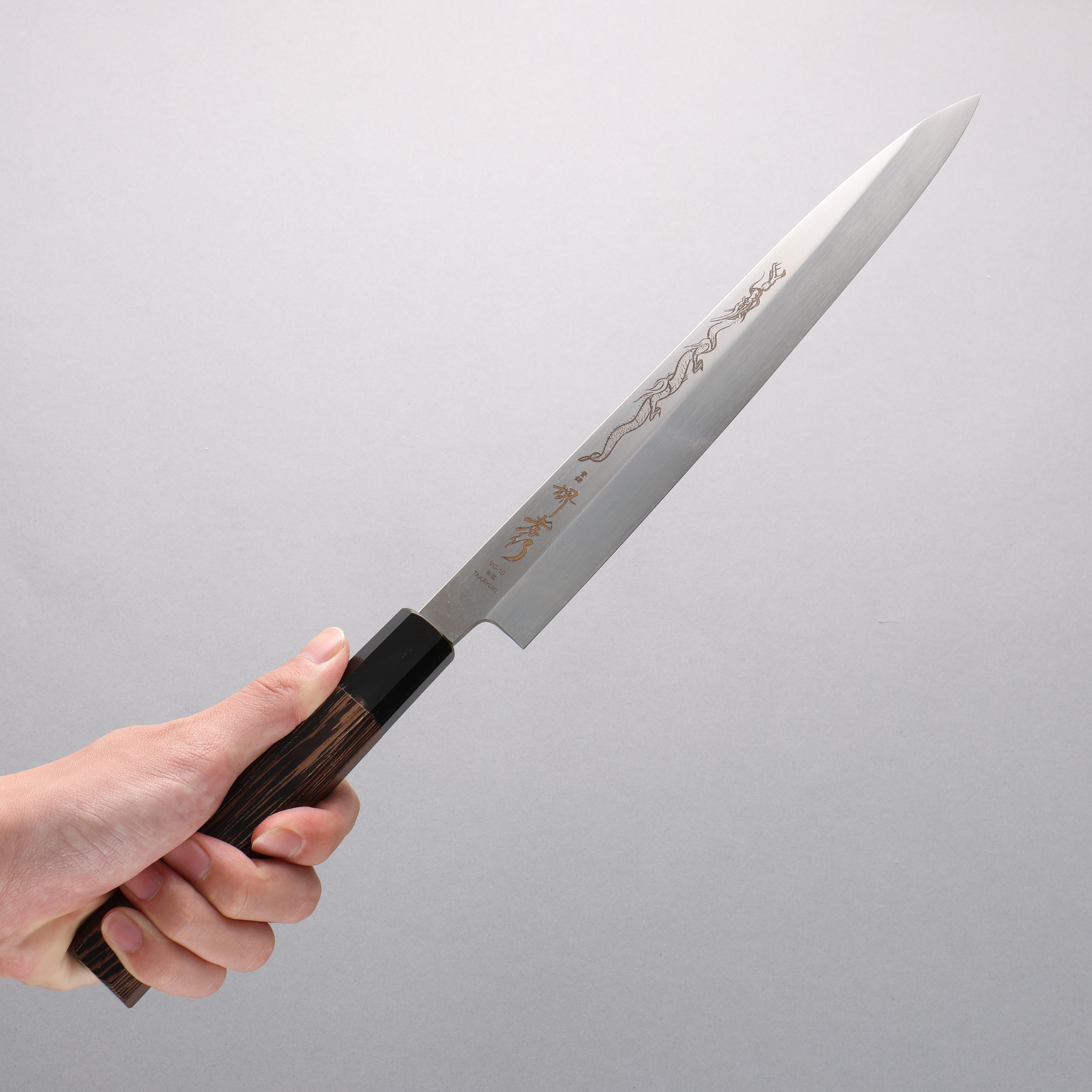 Sakai Takayuki Honyaki VG10 Dragon engraving Yanagiba 270mm Wenge Handle with Sheath - Japanny - Best Japanese Knife