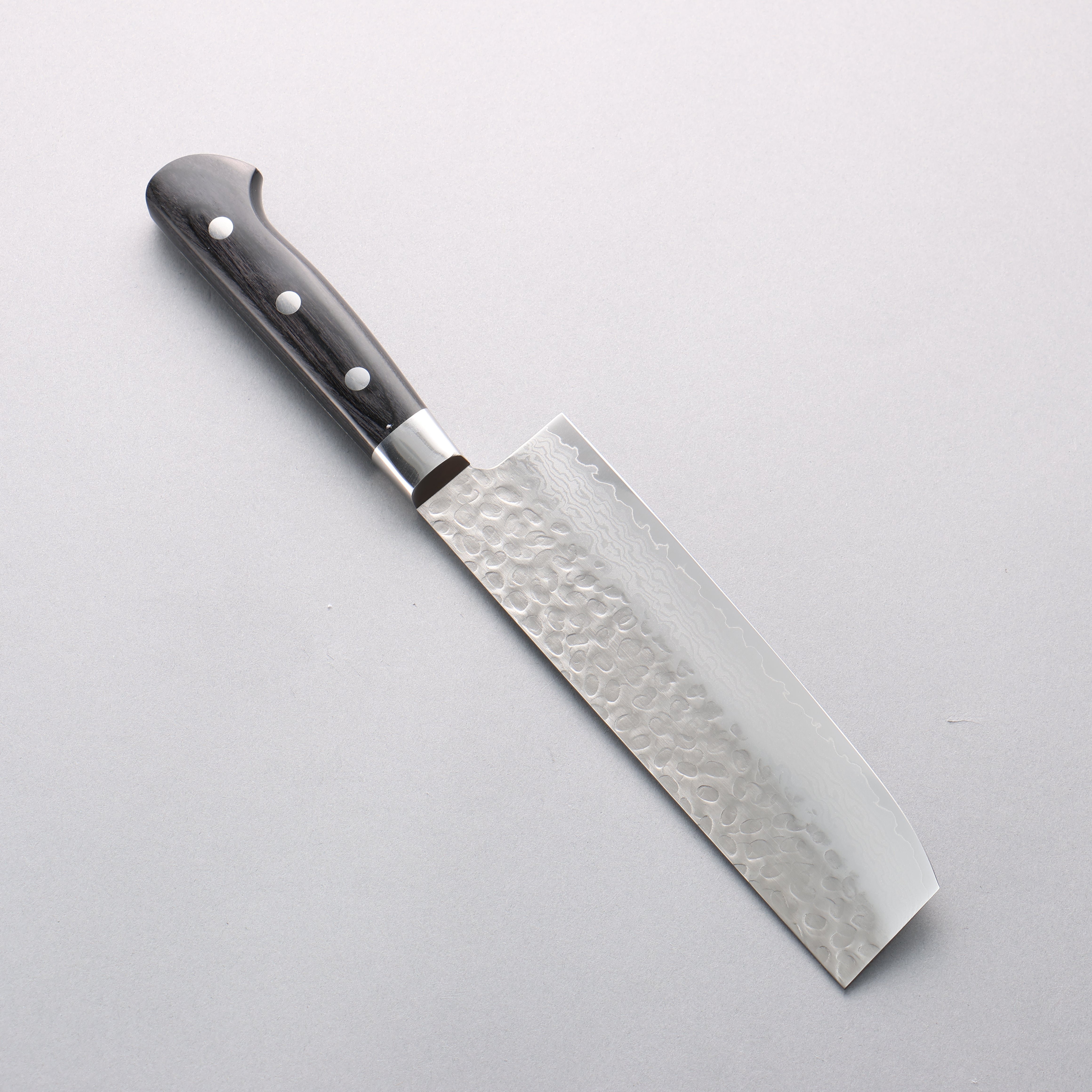 Sakai Takayuki VG10 Hammered Damascus 17 Layer Nakiri 160mm Black Pakka wood Handle - Japanny - Best Japanese Knife