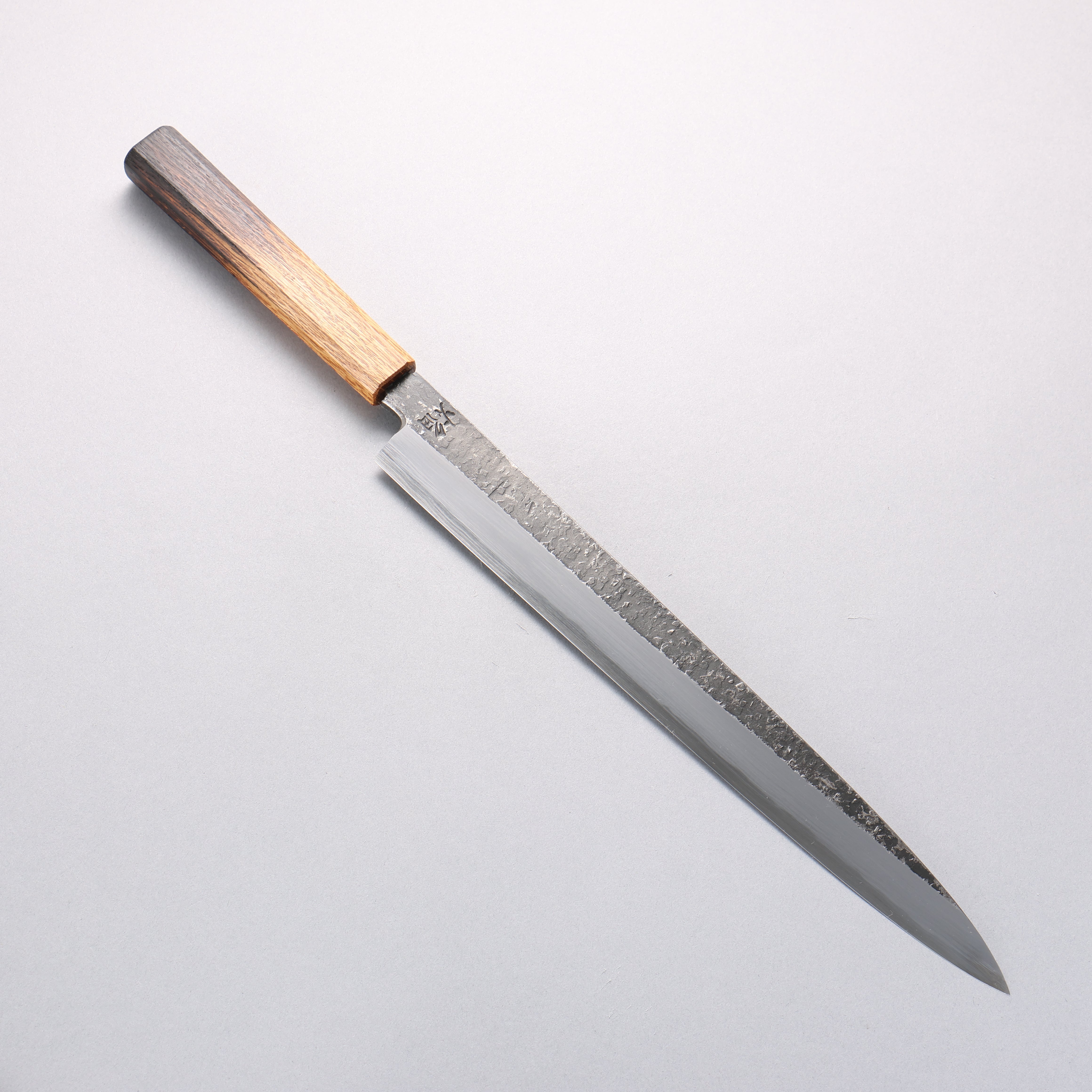 Sakai Takayuki Homura Guren Blue Steel No.2 Hammered Black Finished Yanagiba 300mm Burnt Oak Handle - Japanny - Best Japanese Knife