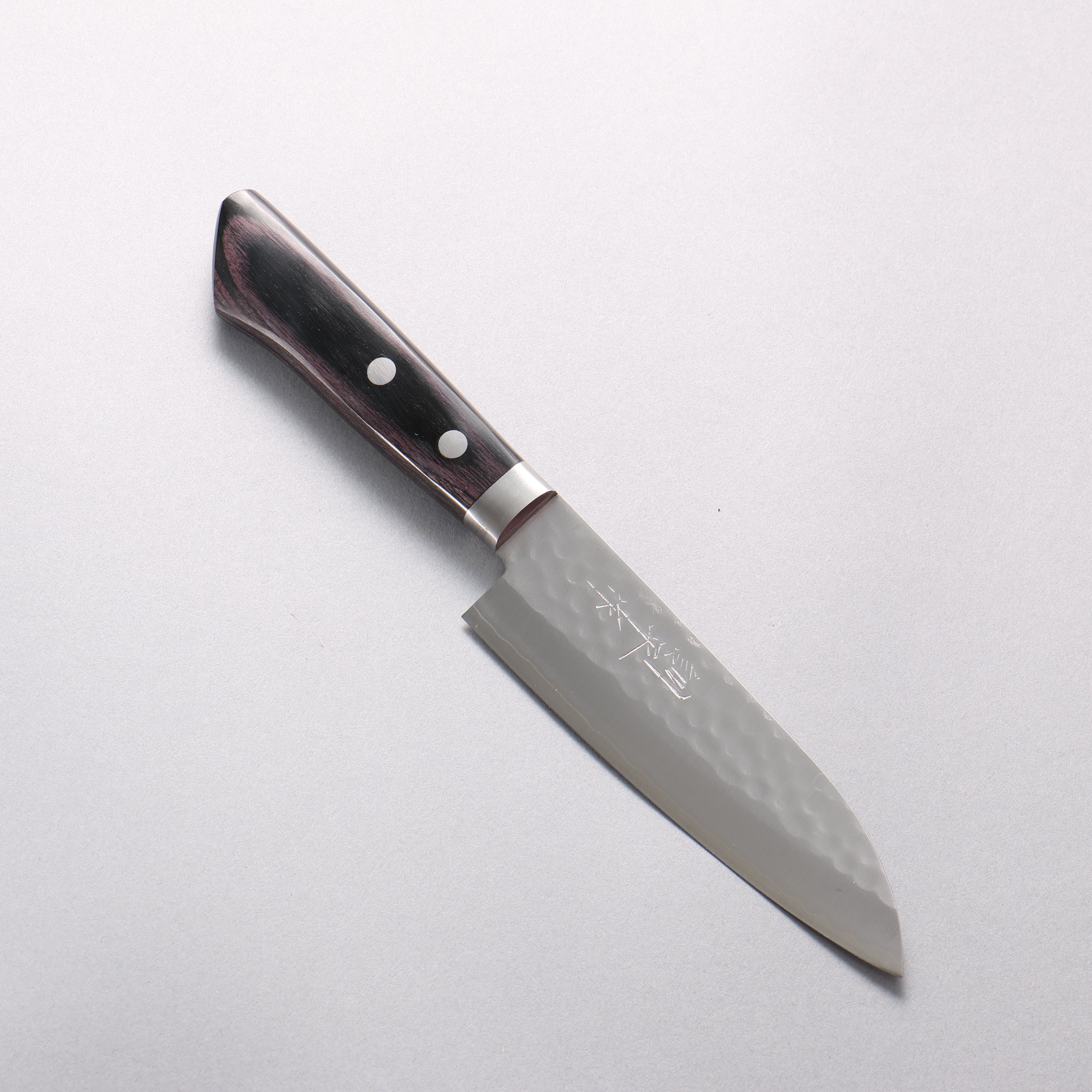 Kunihira VG1 Hammered Small Santoku 130mm Black Pakka wood Handle - Japanny - Best Japanese Knife