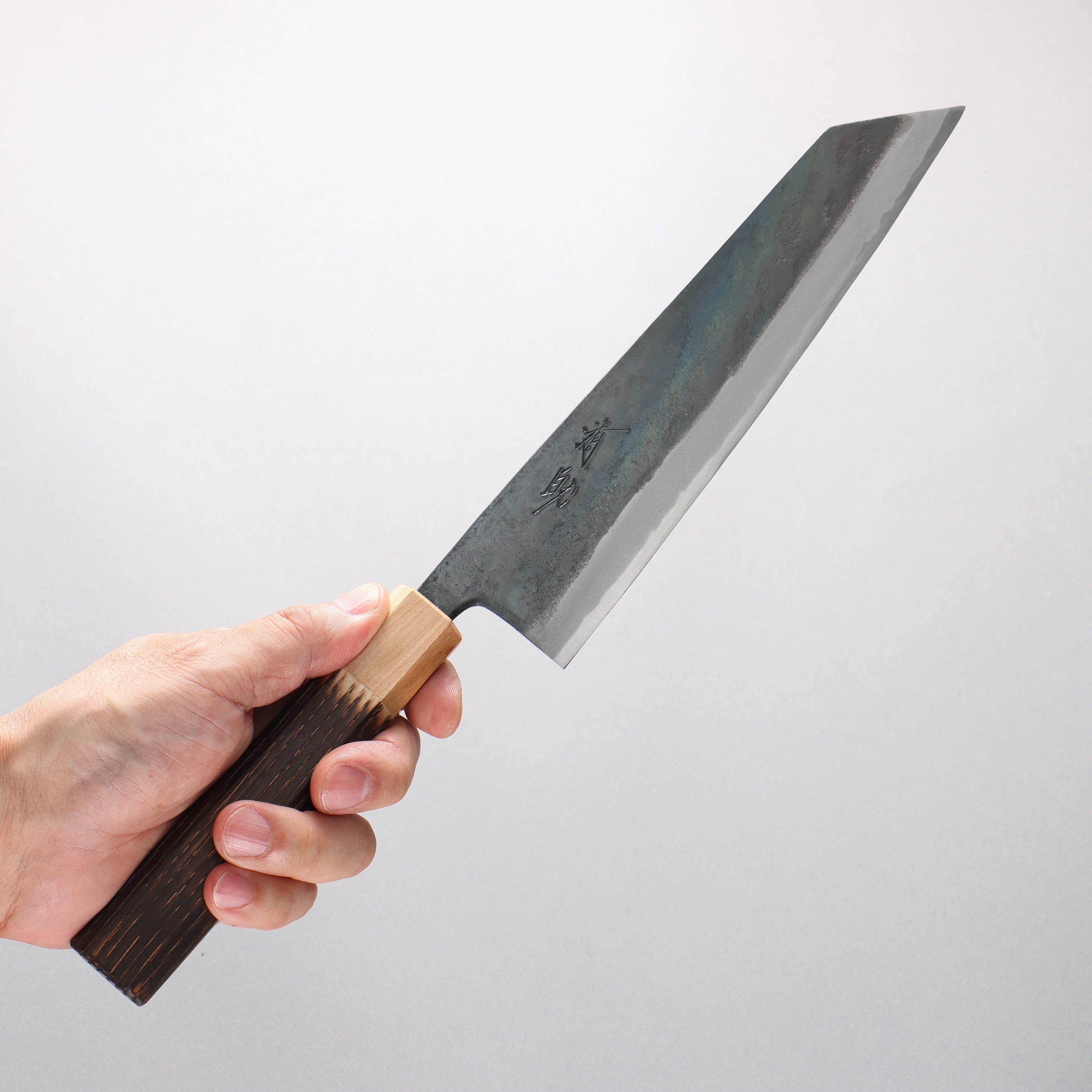 Seisuke Blue Steel No.1 Black Finished Kiritsuke Gyuto 210mm Burnt Chestnut (ferrule: Cherry Wood) Handle - Japanny - Best Japanese Knife