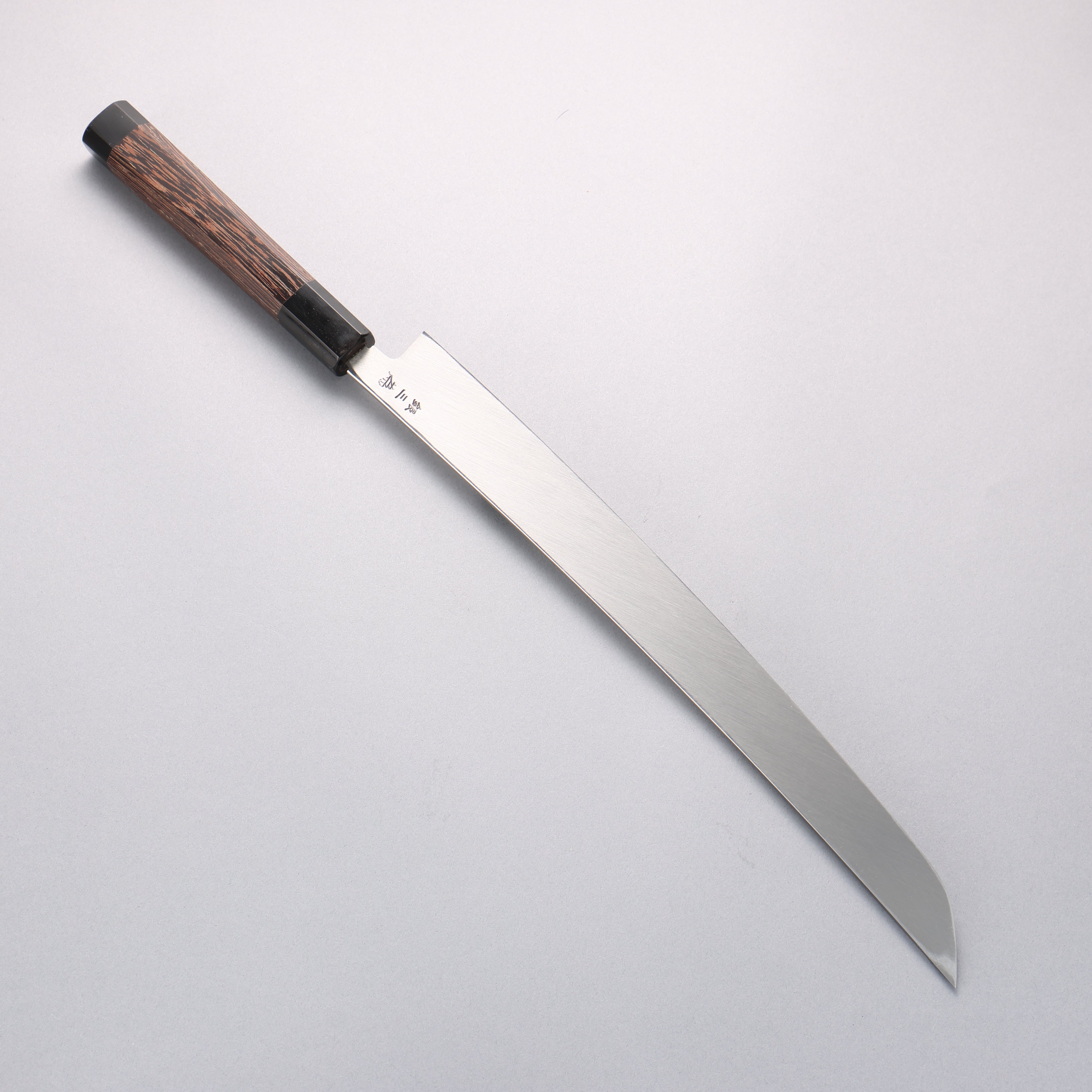 Sakai Takayuki Zangetsu Enten Silver Steel No.3 Damascus Sakimaru Yanagiba 330mm Wenge with Double Water Buffalo Ring Handle with Sheath - Japanny - Best Japanese Knife