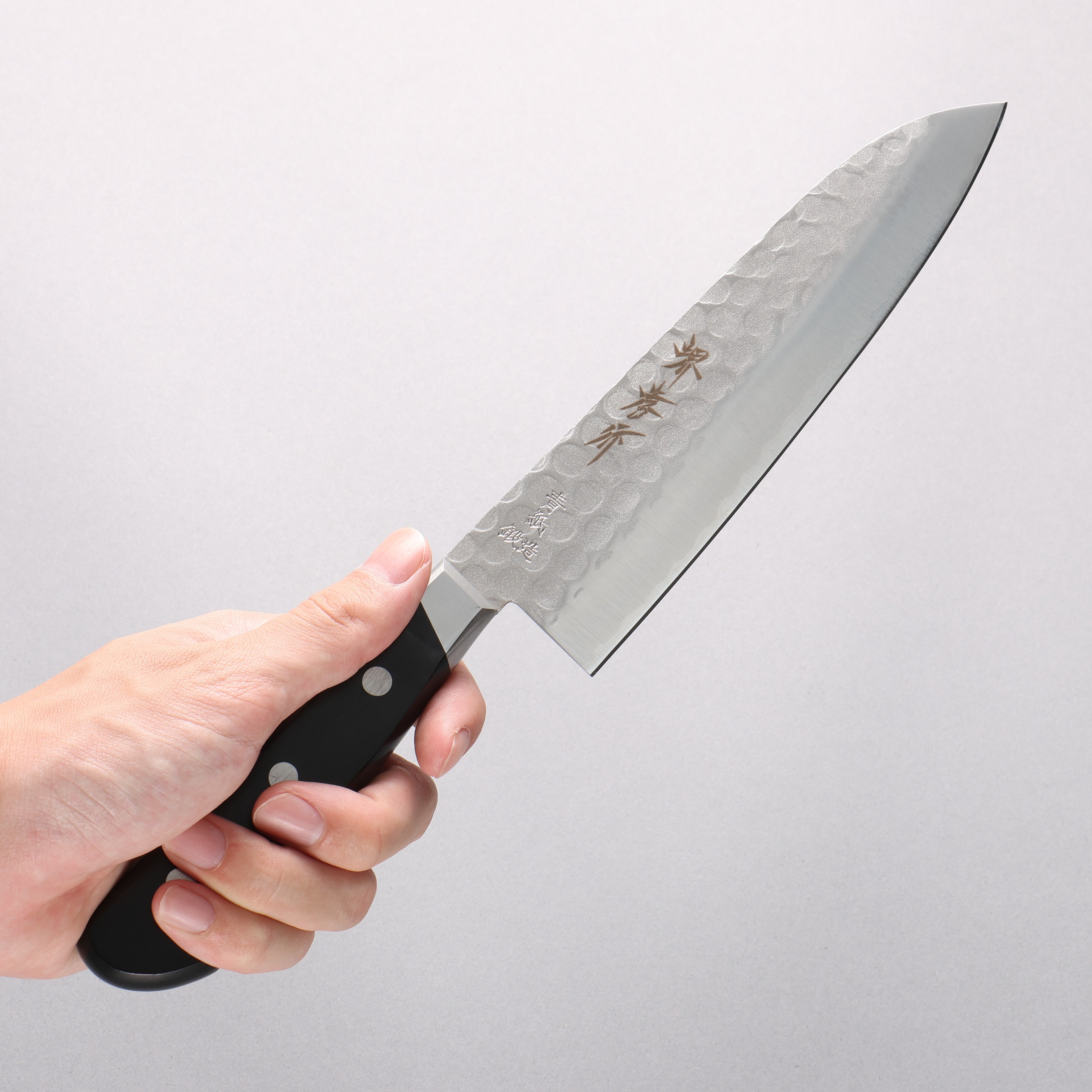 Sakai Takayuki Blue Steel Hammered 3 Layer Santoku 180mm - Japanny - Best Japanese Knife