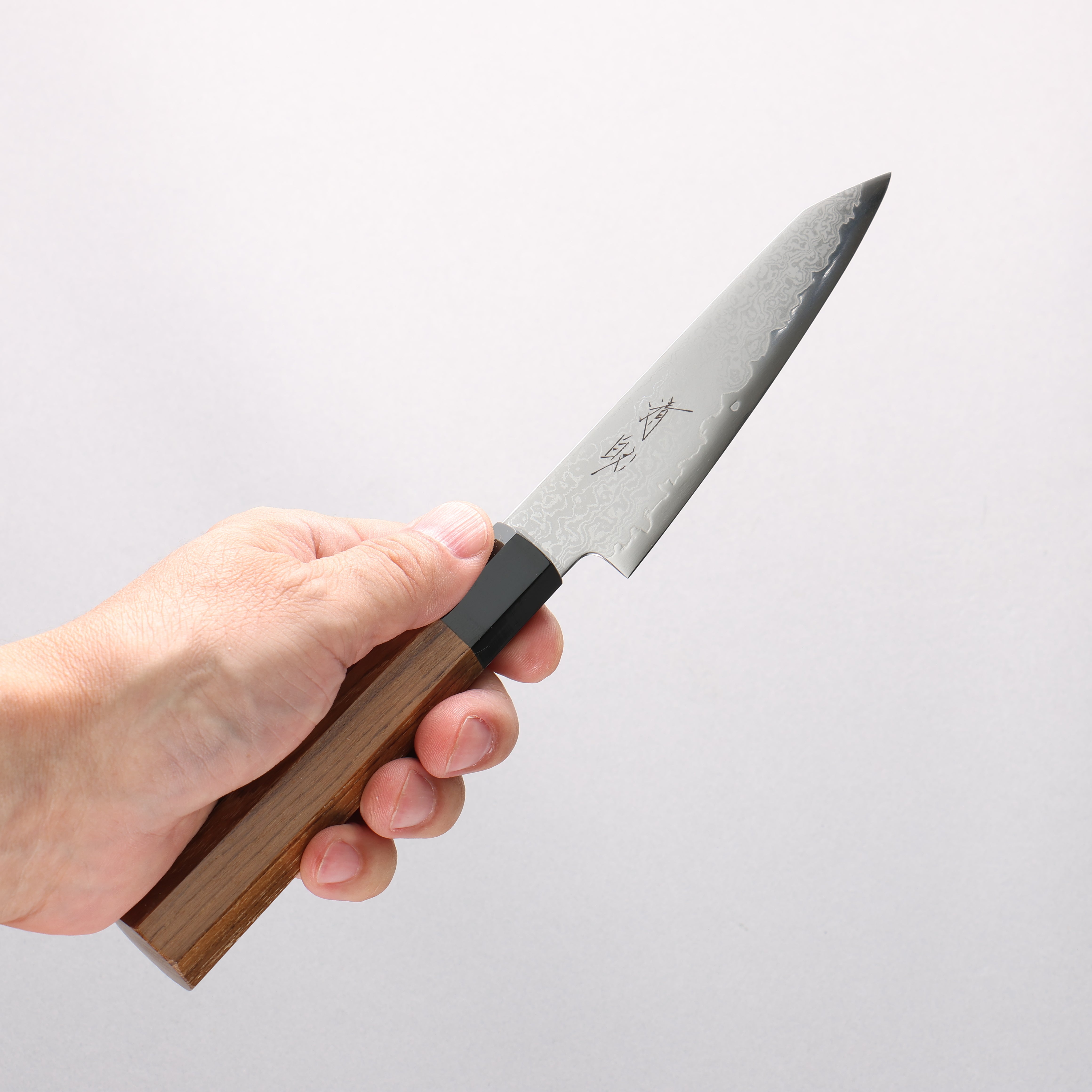 Seisuke VG10 Damascus Kiritsuke Petty-Utility 120mm Teak (ferrule: Black Plastic) Handle - Japanny - Best Japanese Knife