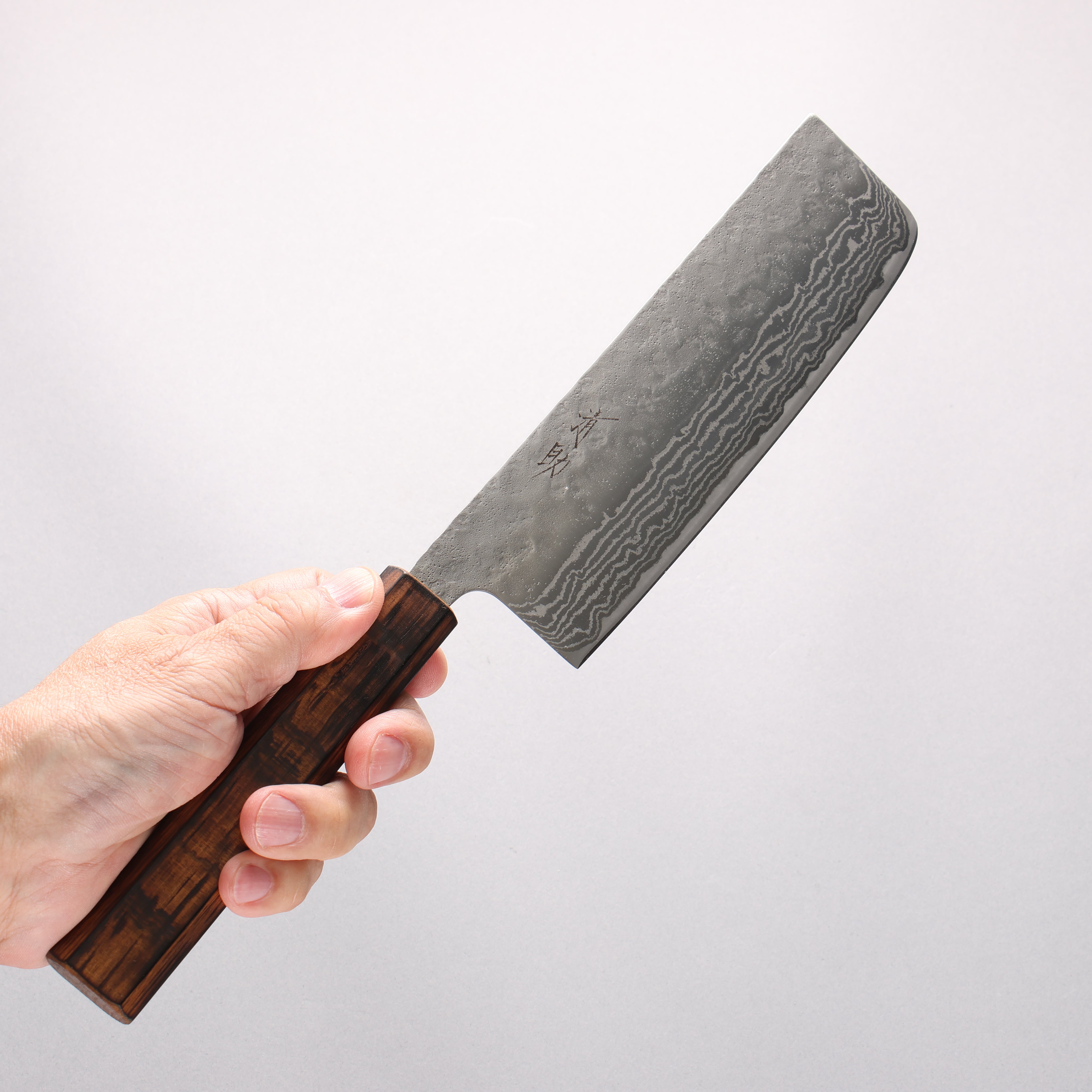 Seisuke Stainless Steel 440C Hammered Damascus Nakiri 165mm Oak Handle - Japanny - Best Japanese Knife