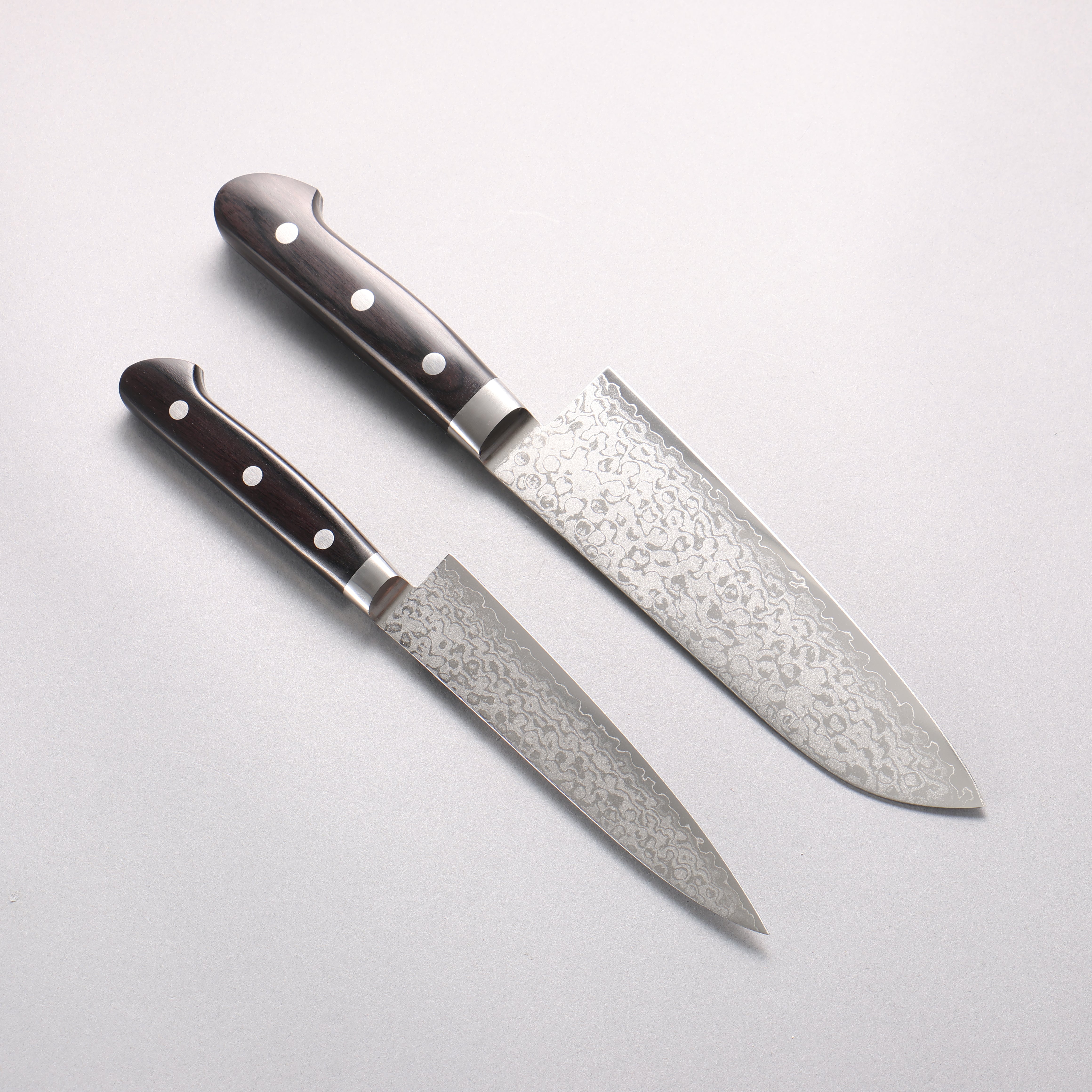 Seisuke VG10 Damascus Japanese Santoku & Petty Black Pakka wood Handle 170mm & 140mm - Japanny - Best Japanese Knife