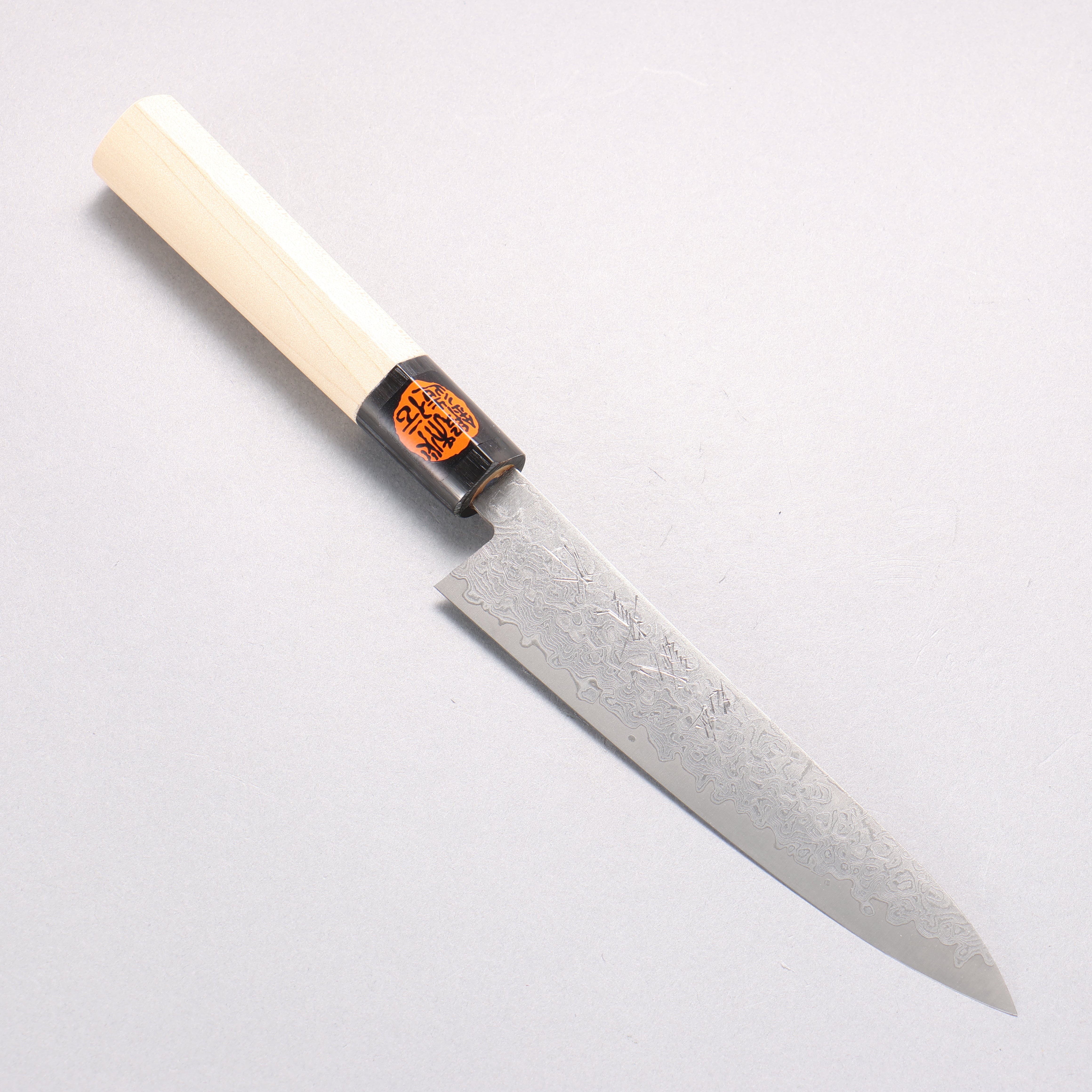 Shigeki Tanaka VG10 17 Layer Damascus Petty-Utility 150mm Magnolia (Ferrule: Water Buffalo Horn) Handle - Japanny - Best Japanese Knife