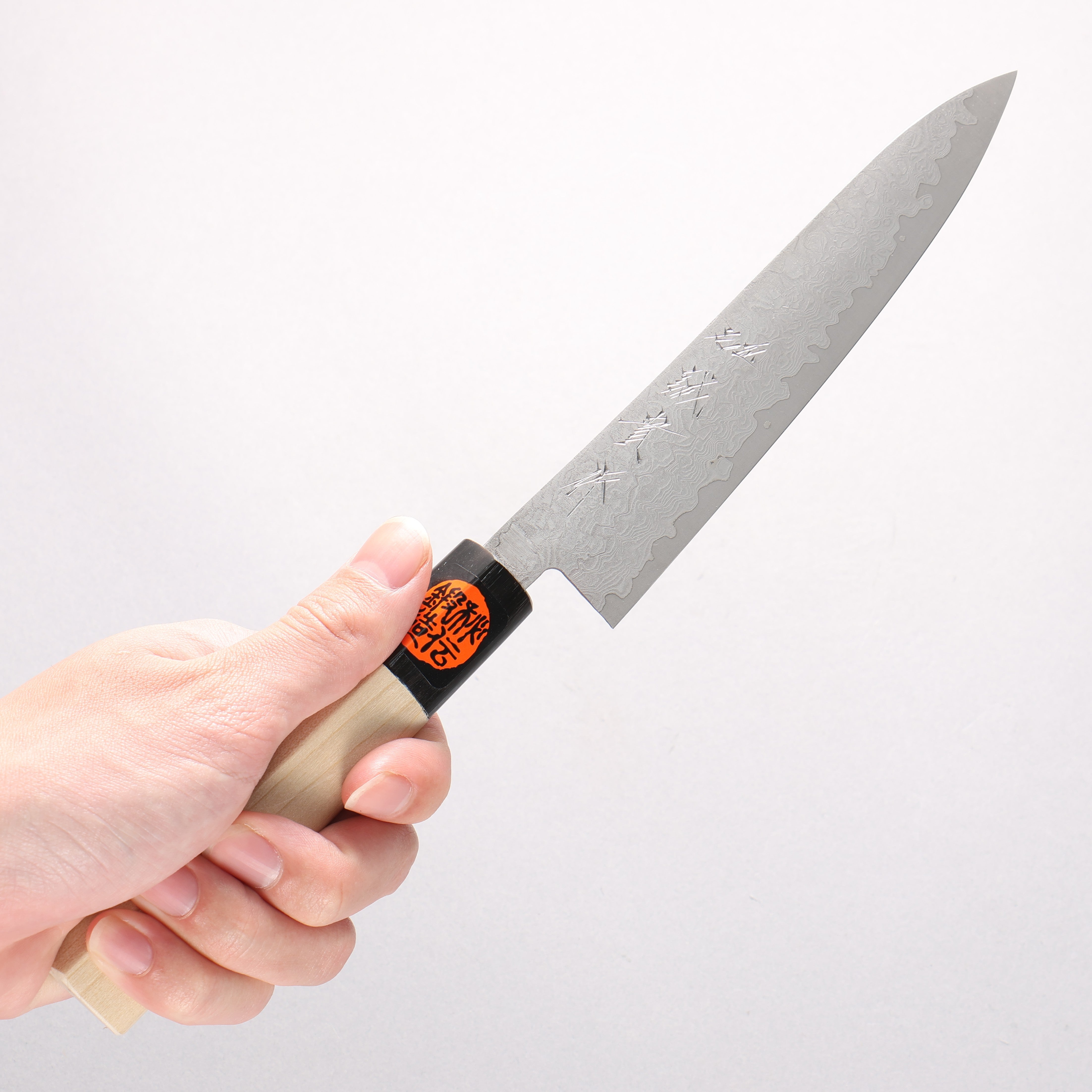 Shigeki Tanaka VG10 17 Layer Damascus Petty-Utility 150mm Magnolia (Ferrule: Water Buffalo Horn) Handle - Japanny - Best Japanese Knife