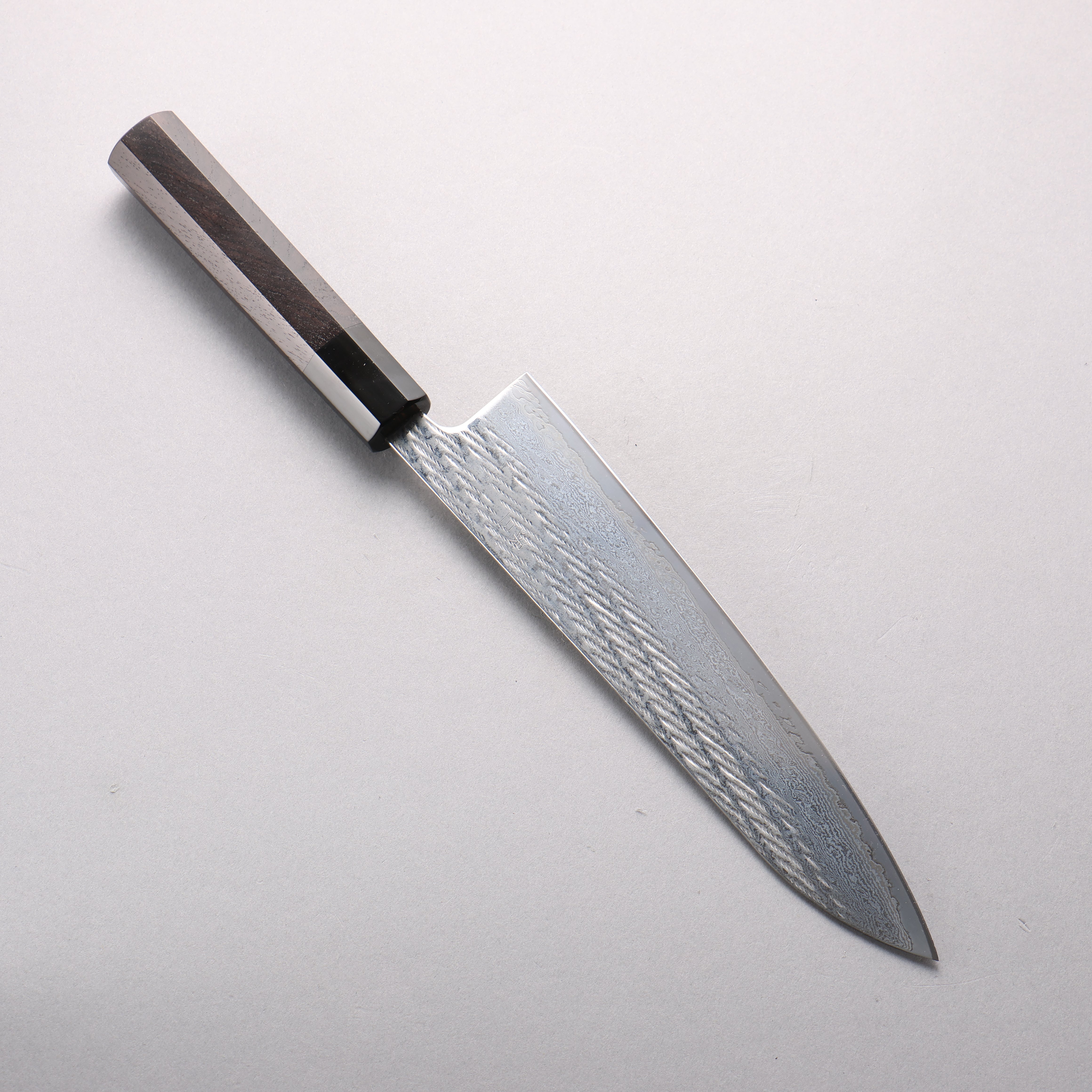 Seisuke Silver Steel No.3 Damascus Rope Pattern Gyuto 210mm Ebony Wood (ferrule: Black Water Buffalo Horn) Handle - Japanny - Best Japanese Knife