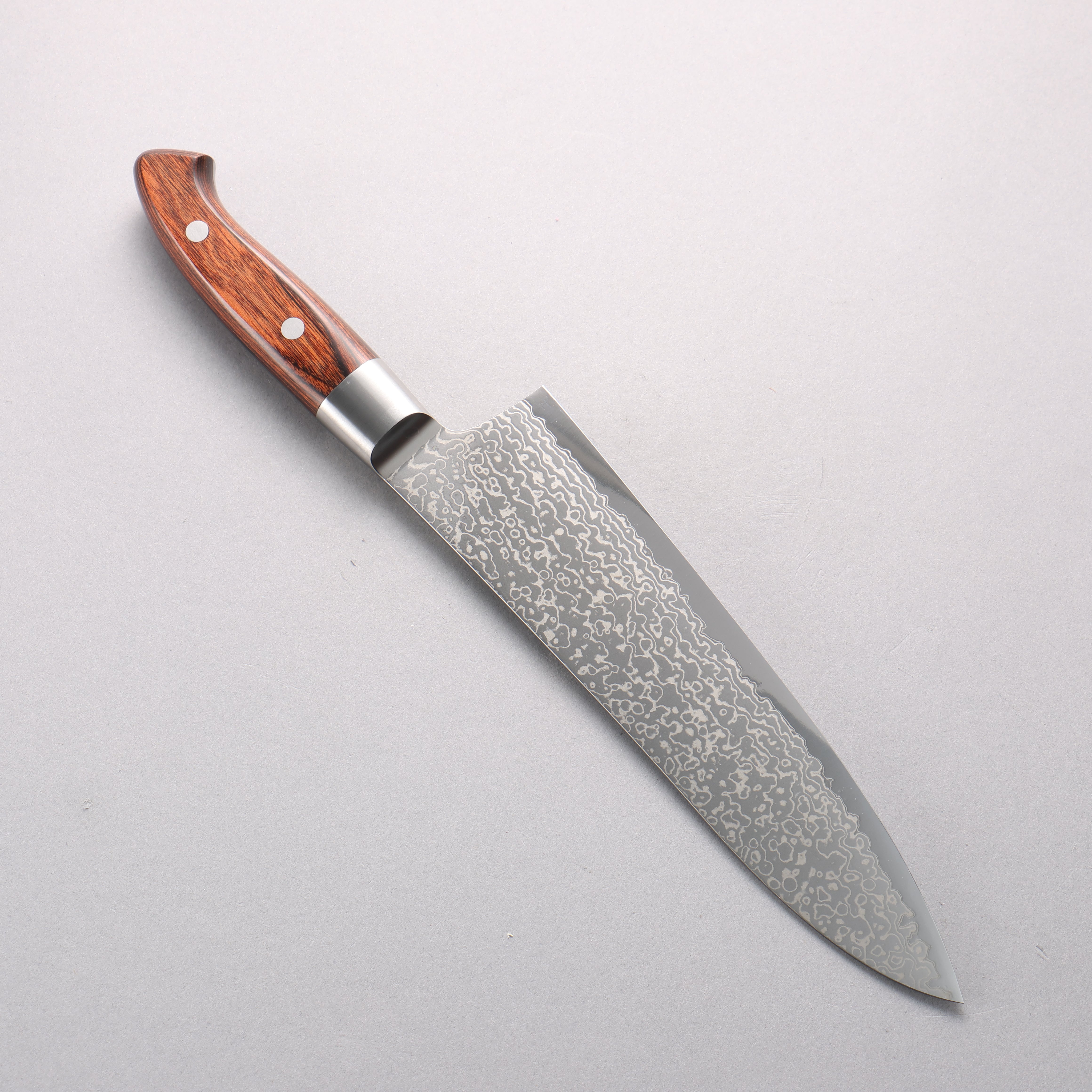 Kajin Blue Super Damascus Gyuto 210mm Mahogany Handle - Japanny - Best Japanese Knife