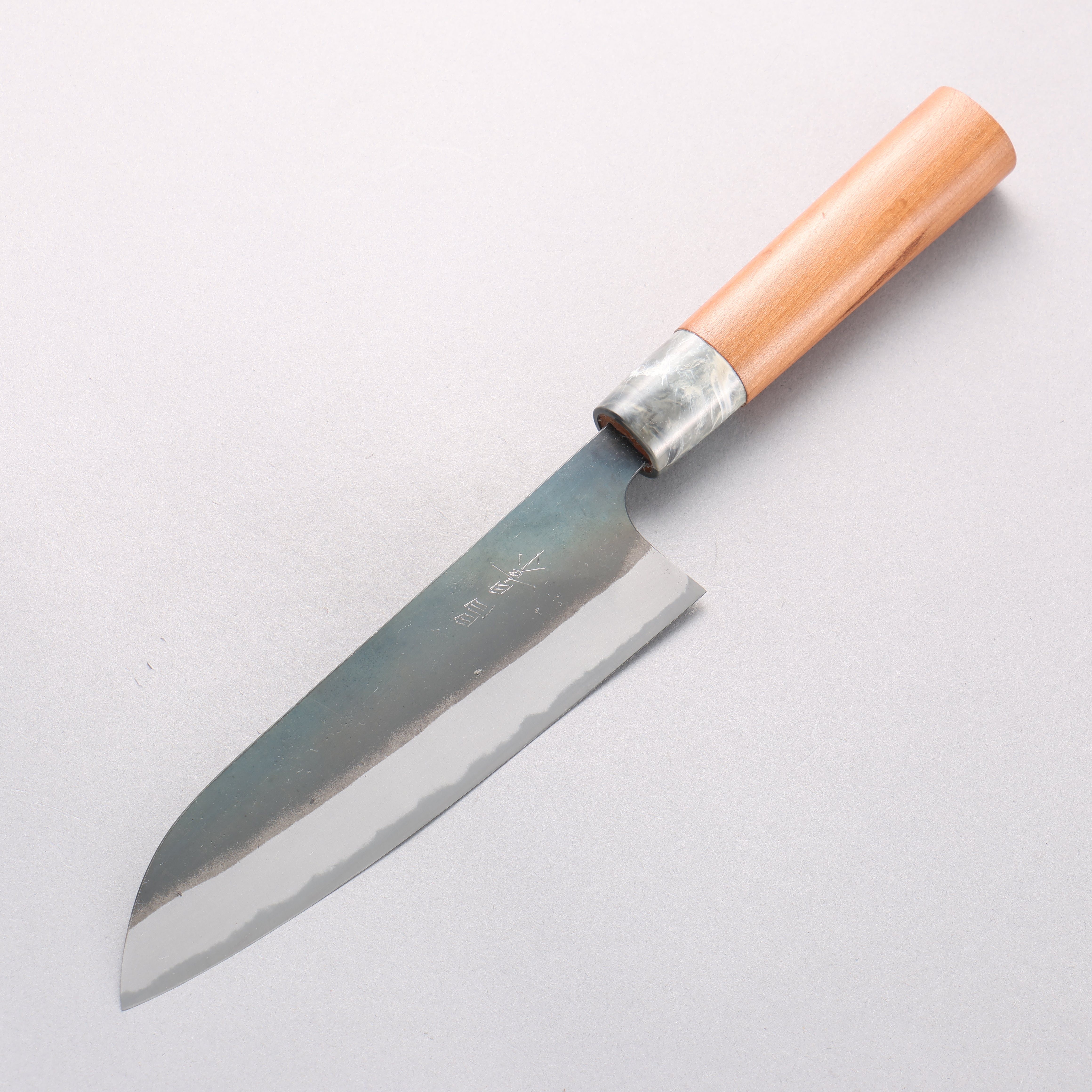 Masakage Masakage Mizu Blue Steel No.2 Black Finished Santoku 165mm with American Cherry Handle - Japanny - Best Japanese Knife