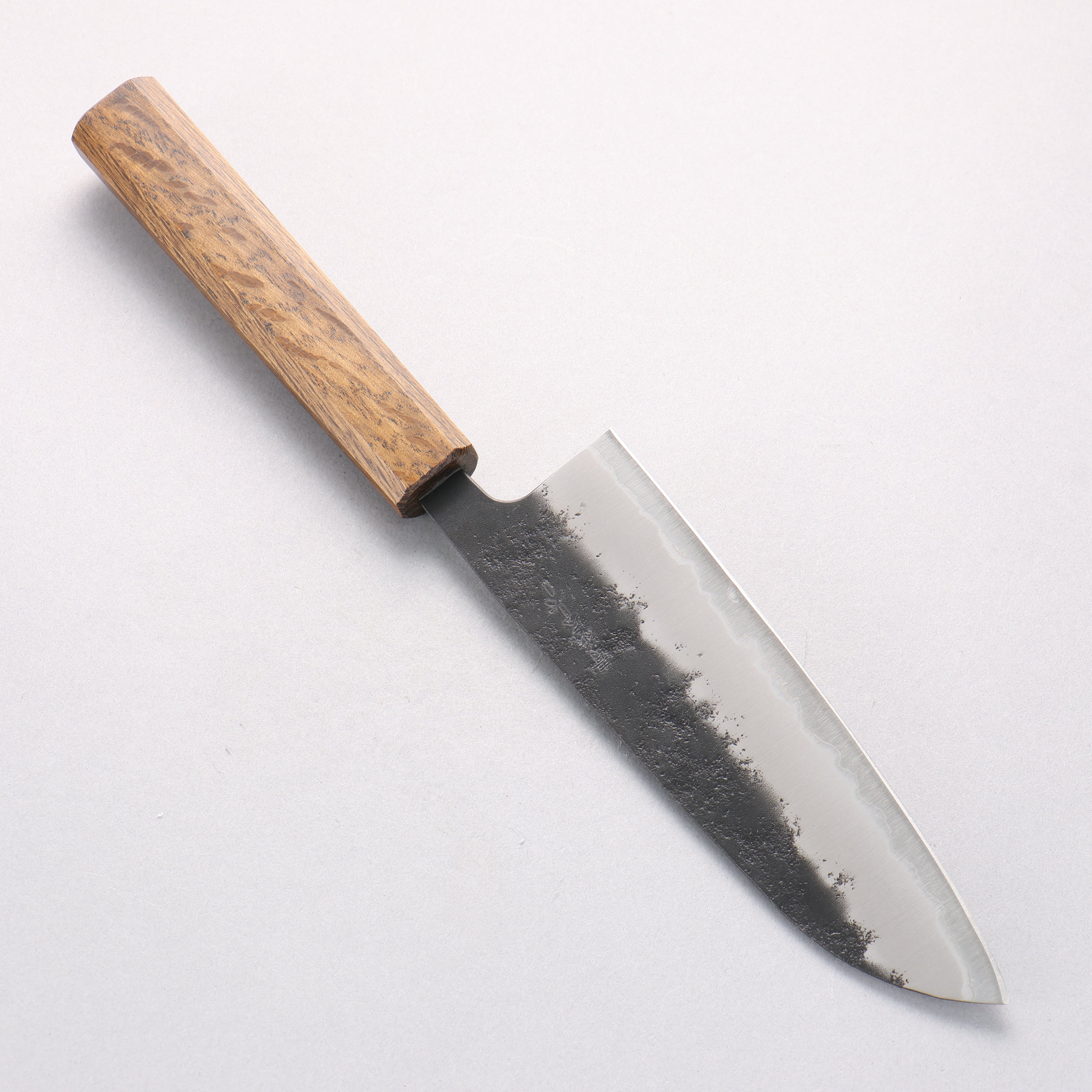 Oul Blue Super Black Nashiji Santoku 165mm Oak Handle - Japanny - Best Japanese Knife