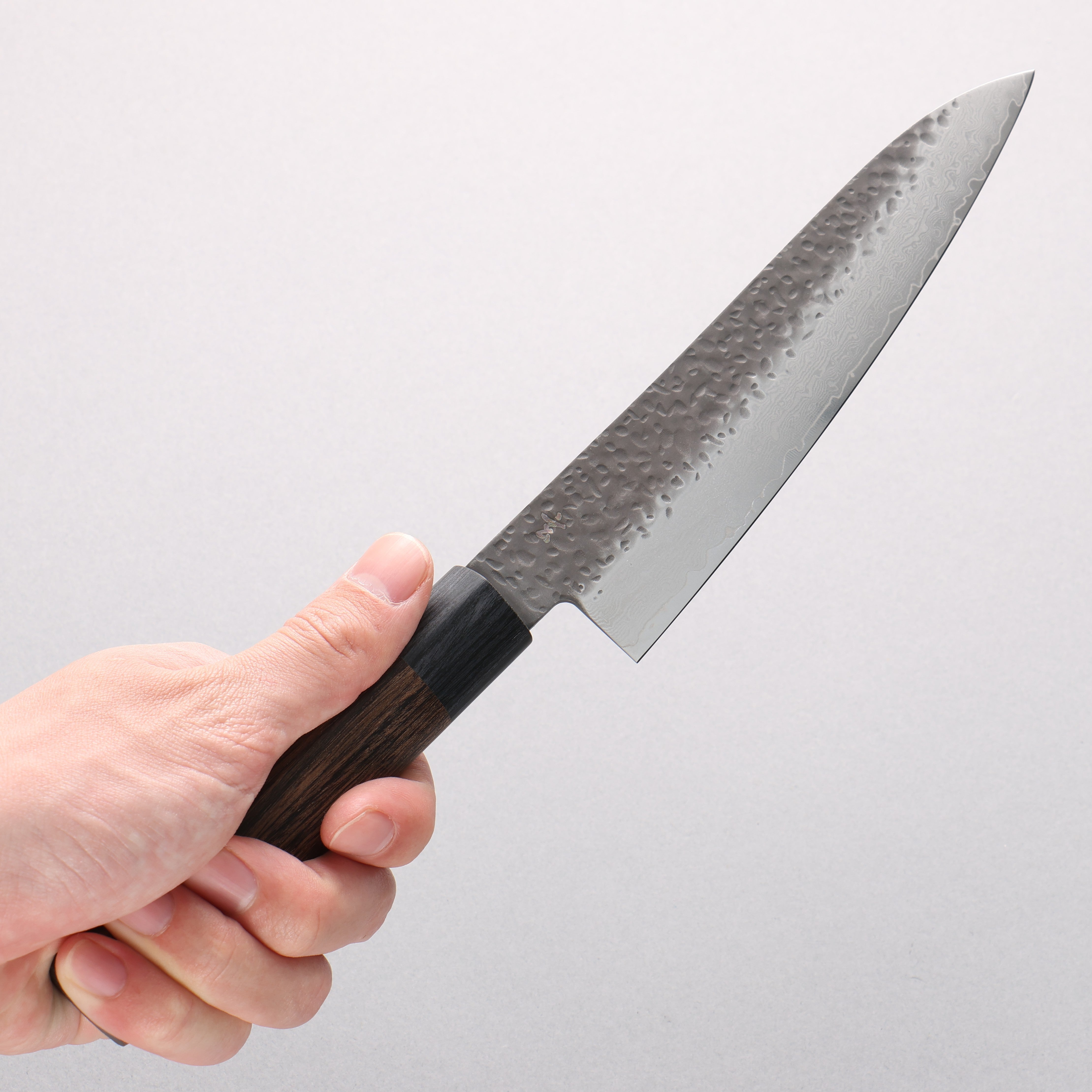 Shizu Gen VG10 Hammered Black Finished Petty-Utility 160mm Brown Pakka wood Handle - Japanny - Best Japanese Knife