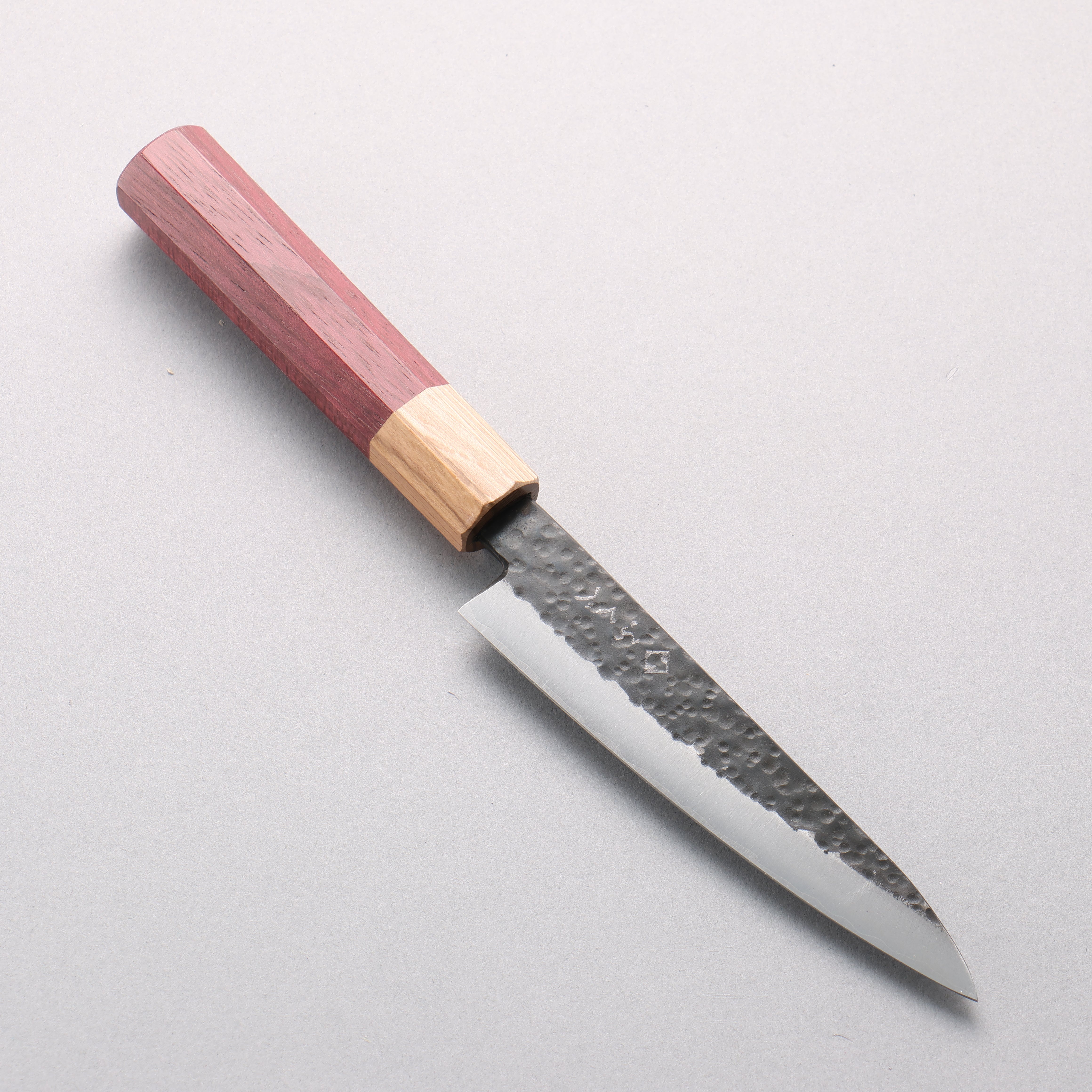 Fukube VG10 Hammered Black Finished Petty-Utility 135mm Purple Heart Handle - Japanny - Best Japanese Knife
