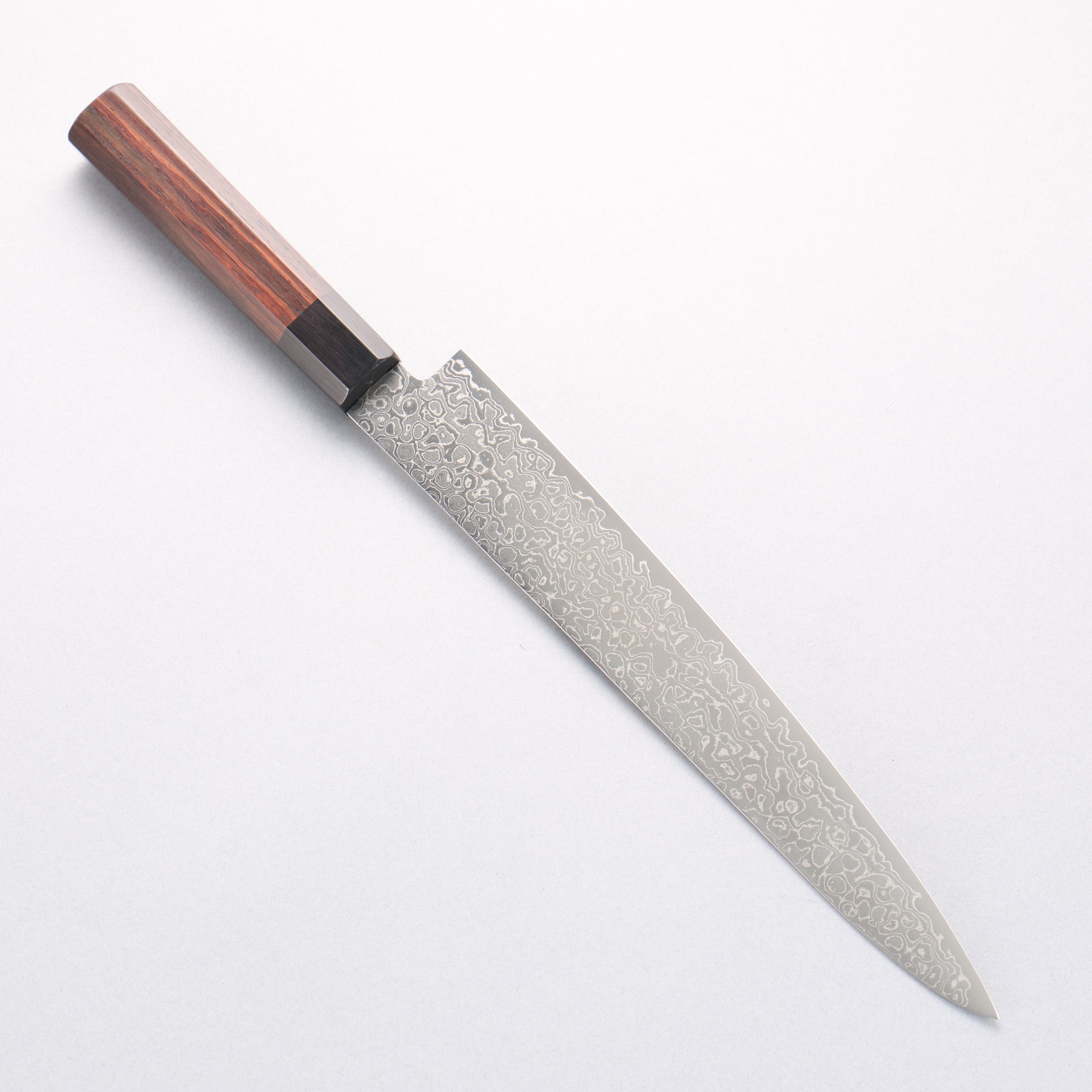 Seisuke AUS10 Damascus Migaki Finished Sujihiki 240mm Rosewood (Ferrule: Black Pakka Wood) Handle - Japanny - Best Japanese Knife