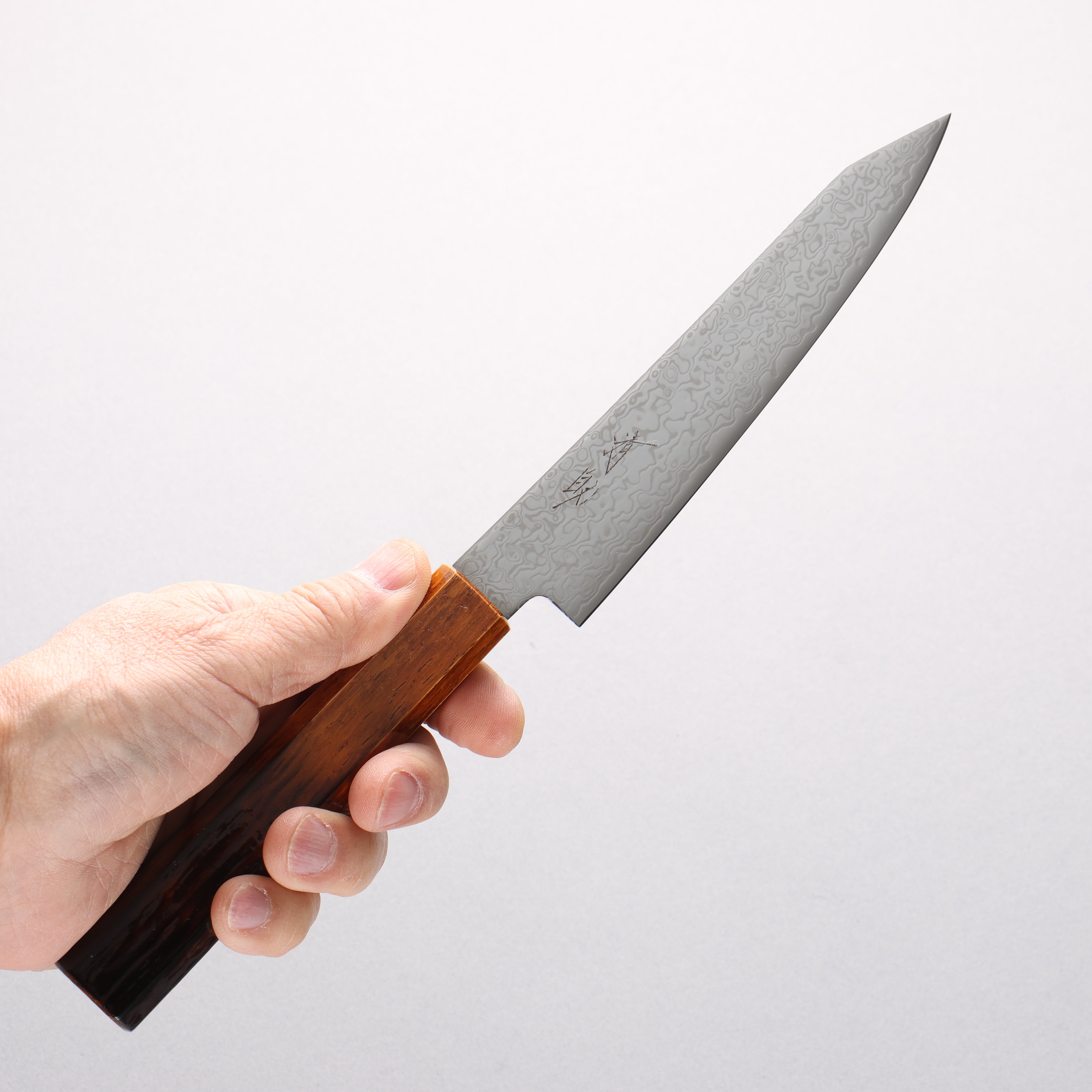Seisuke SG2 Damascus Migaki Finished Petty-Utility 150mm Burnt Oak (Lacquered) Handle - Japanny - Best Japanese Knife