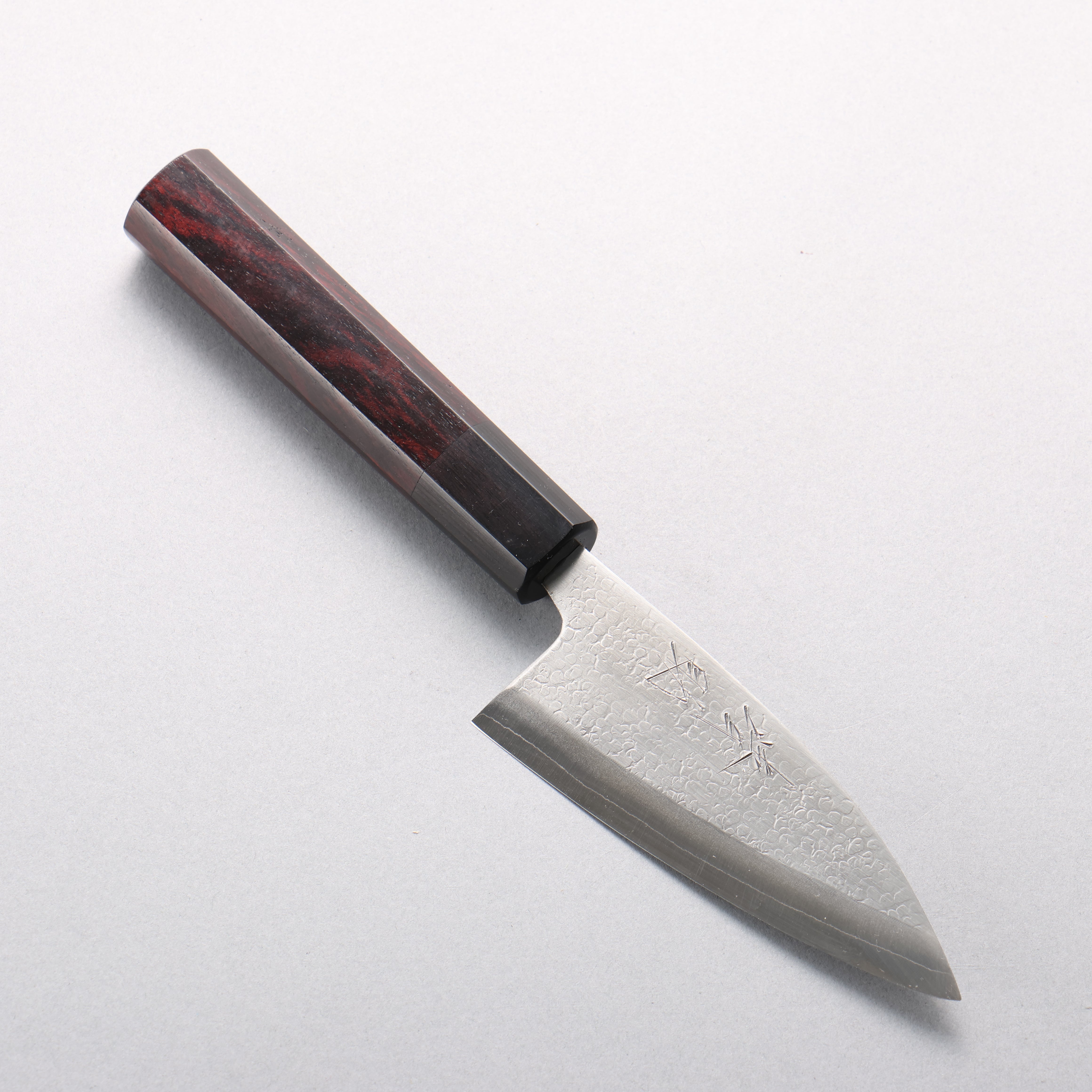 Seisuke Silver Steel No.3 Hammered(Maru) Ajikiri 105mm Rosewood (Ferrule: Black Pakka Wood) Handle - Japanny - Best Japanese Knife