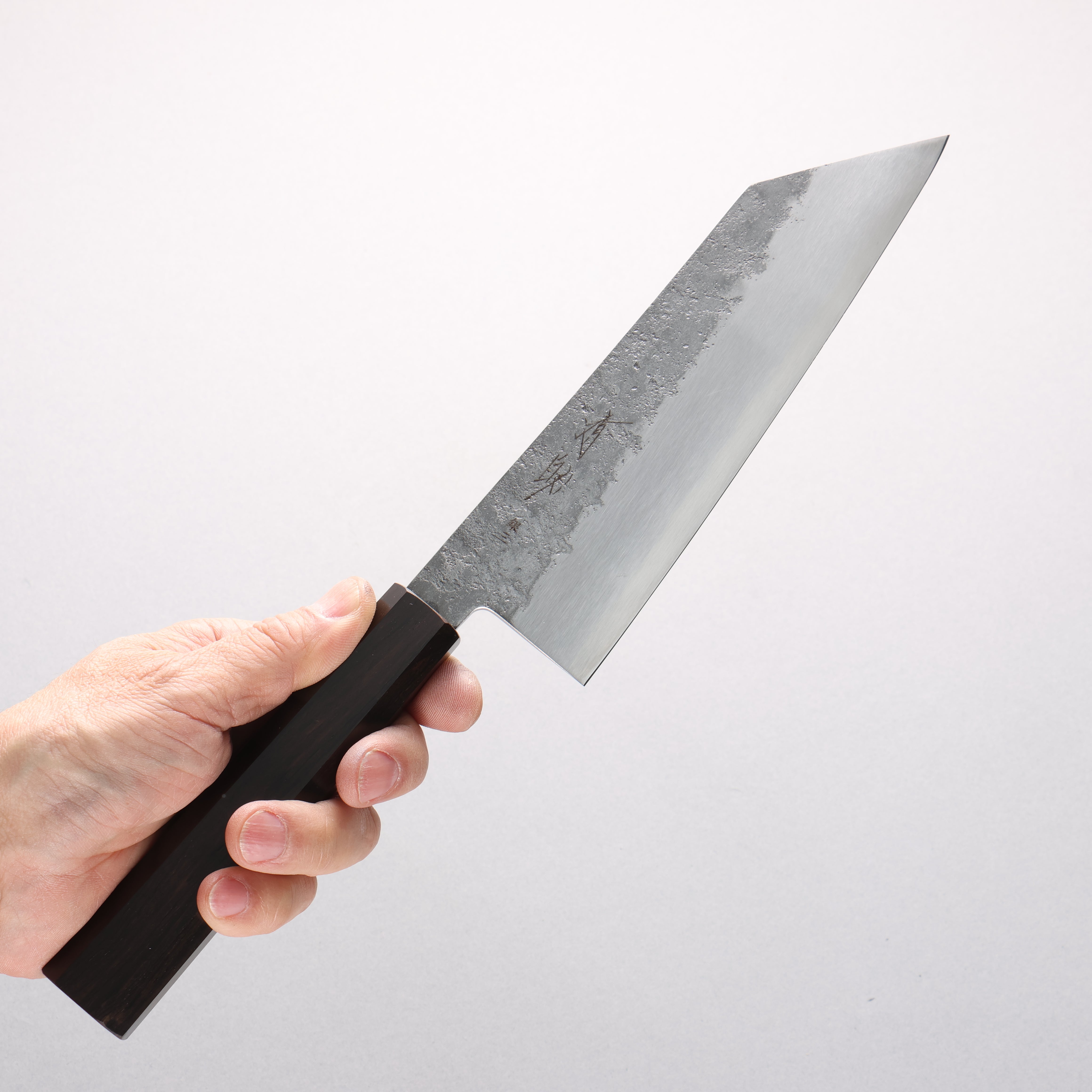 Seisuke Silver Steel No.3 Nashiji Kiritsuke Santoku 180mm Ebony Wood Handle - Japanny - Best Japanese Knife