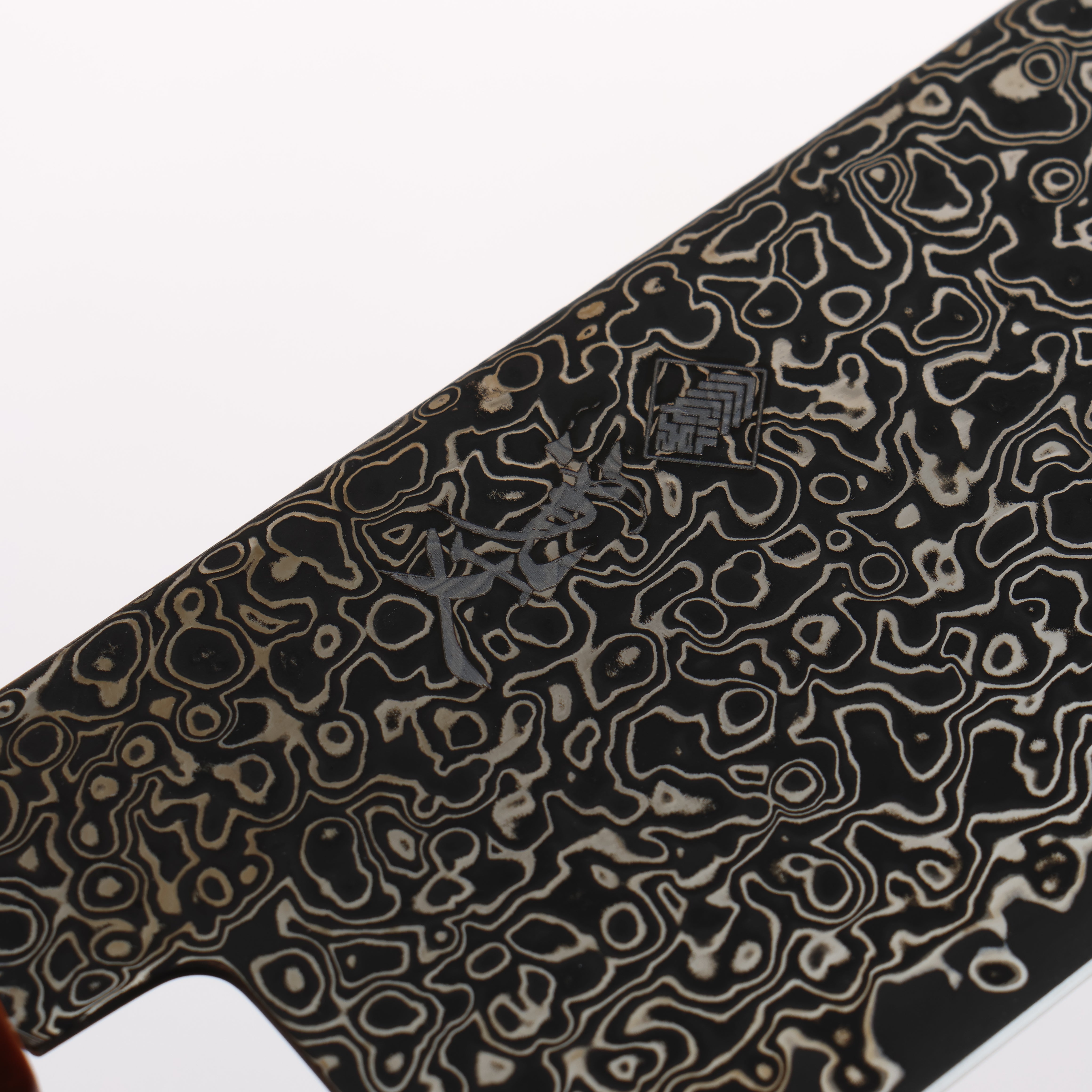 Kanjyo SG2 Black Damascus Santoku 180mm Brown Stabilized Wood (Silver Rings) Handle - Japanny - Best Japanese Knife
