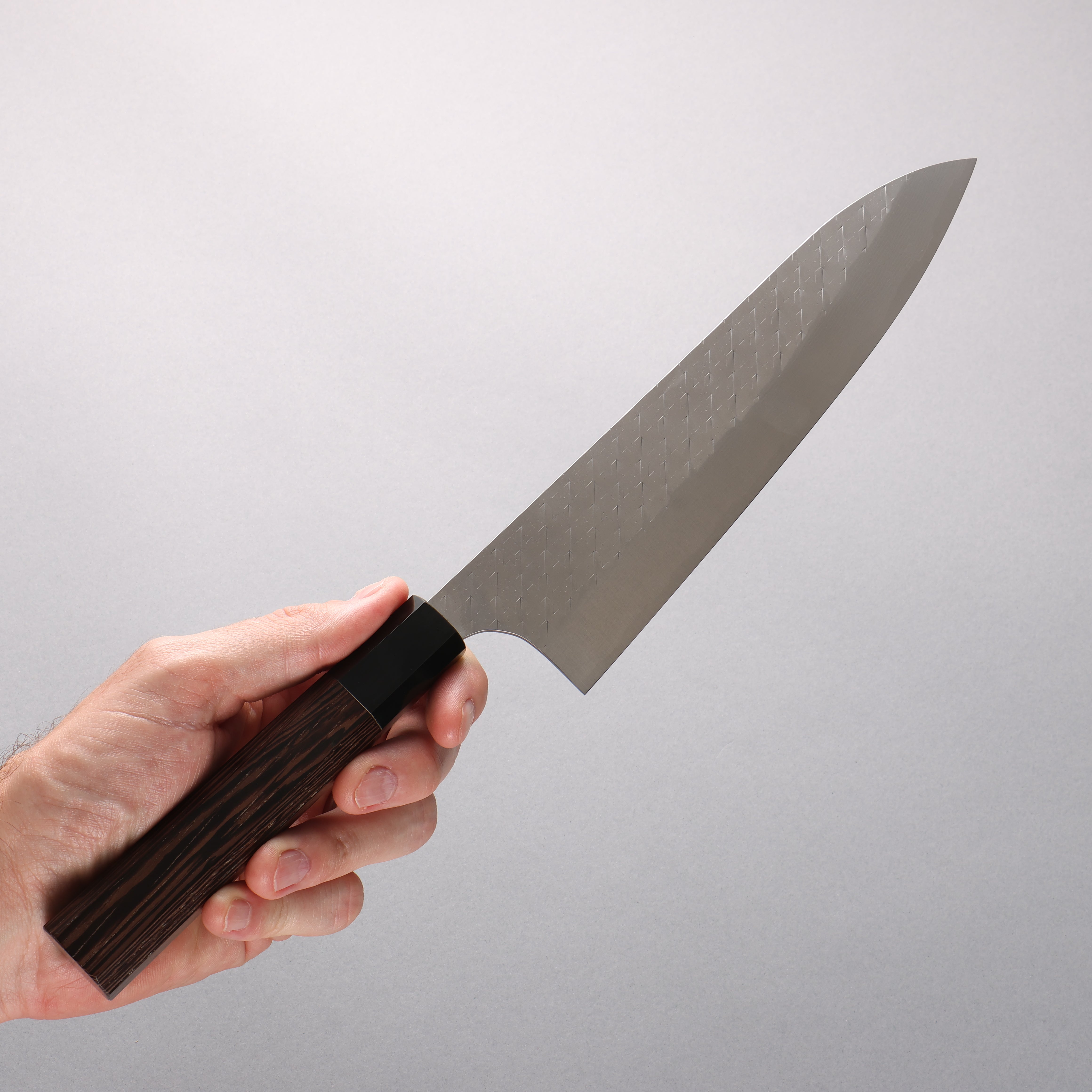 Shungo Ogata SPG STRIX Hammered Damascus Gyuto 210mm Wenge (ferrule: Black Buffalo Horn) Handle - Japanny - Best Japanese Knife