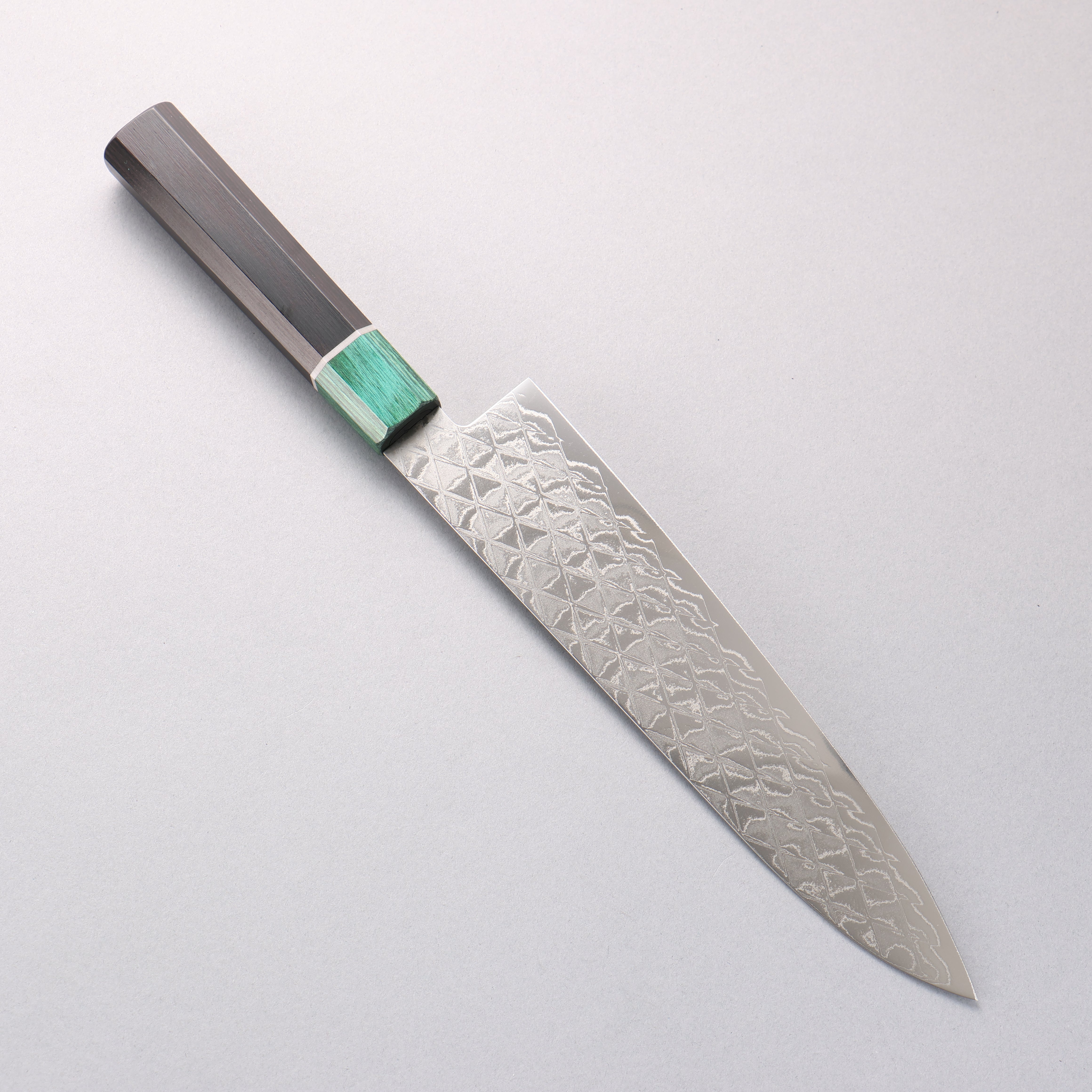 Seisuke AUS10 Mirror Crossed Gyuto 210mm Black Pakka wood(ferrule: Green Pakka wood) Handle - Japanny - Best Japanese Knife