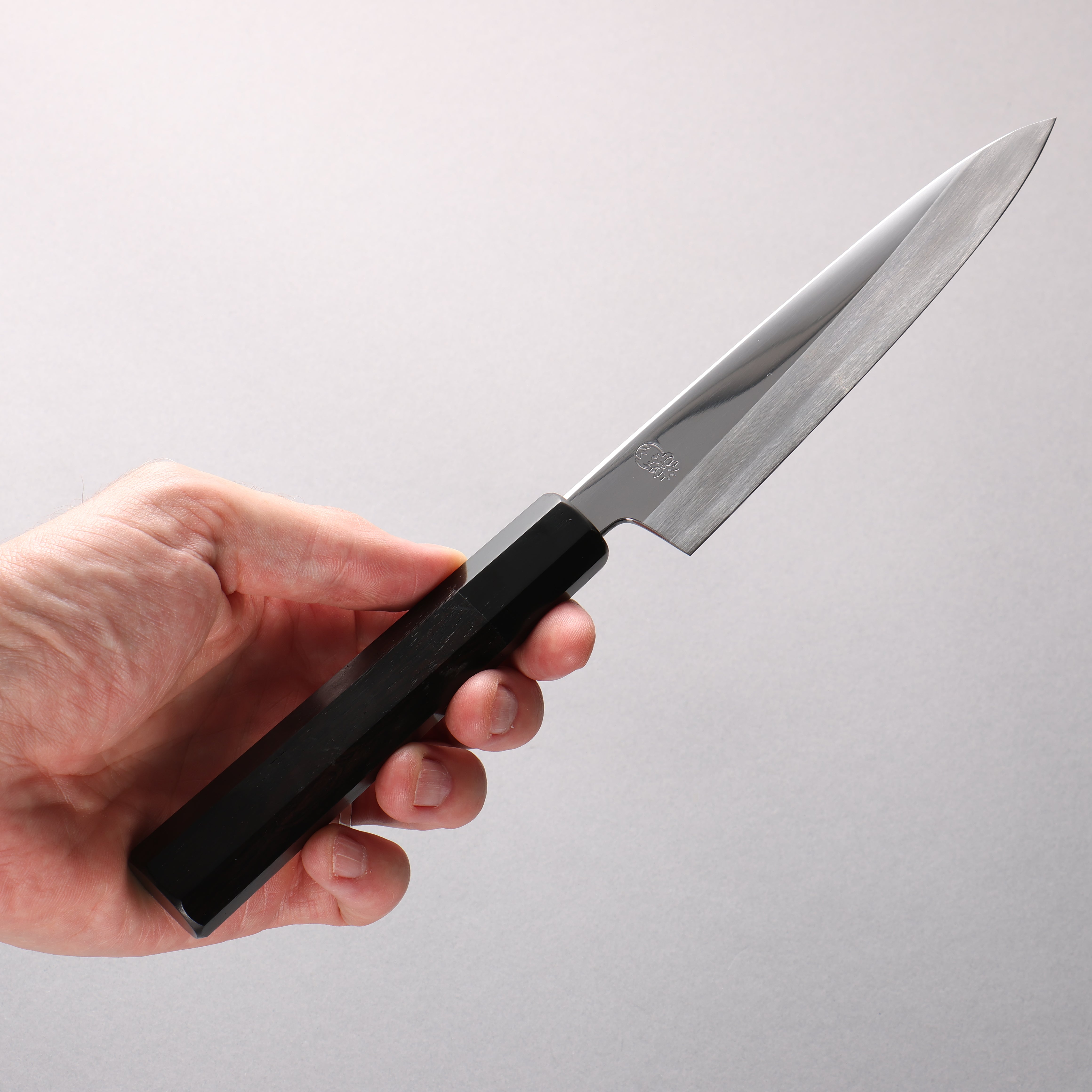 Choyo White Steel Mirrored Finish Petty-Utility 150mm Ebony Wood (ferrule: Black Water Buffalo Horn) Handle - Japanny - Best Japanese Knife